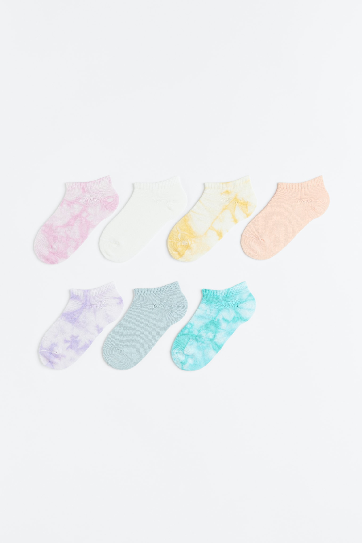 7-pack Sneaker Socks - Turquoise/Yellow/White/Dark grey/Spot/Beige/Leopard print/Red/Hearts/Orange/Swirls/Powder pink/Fruits/Light grey marle/Light pink/Pink/Tie dye - 1