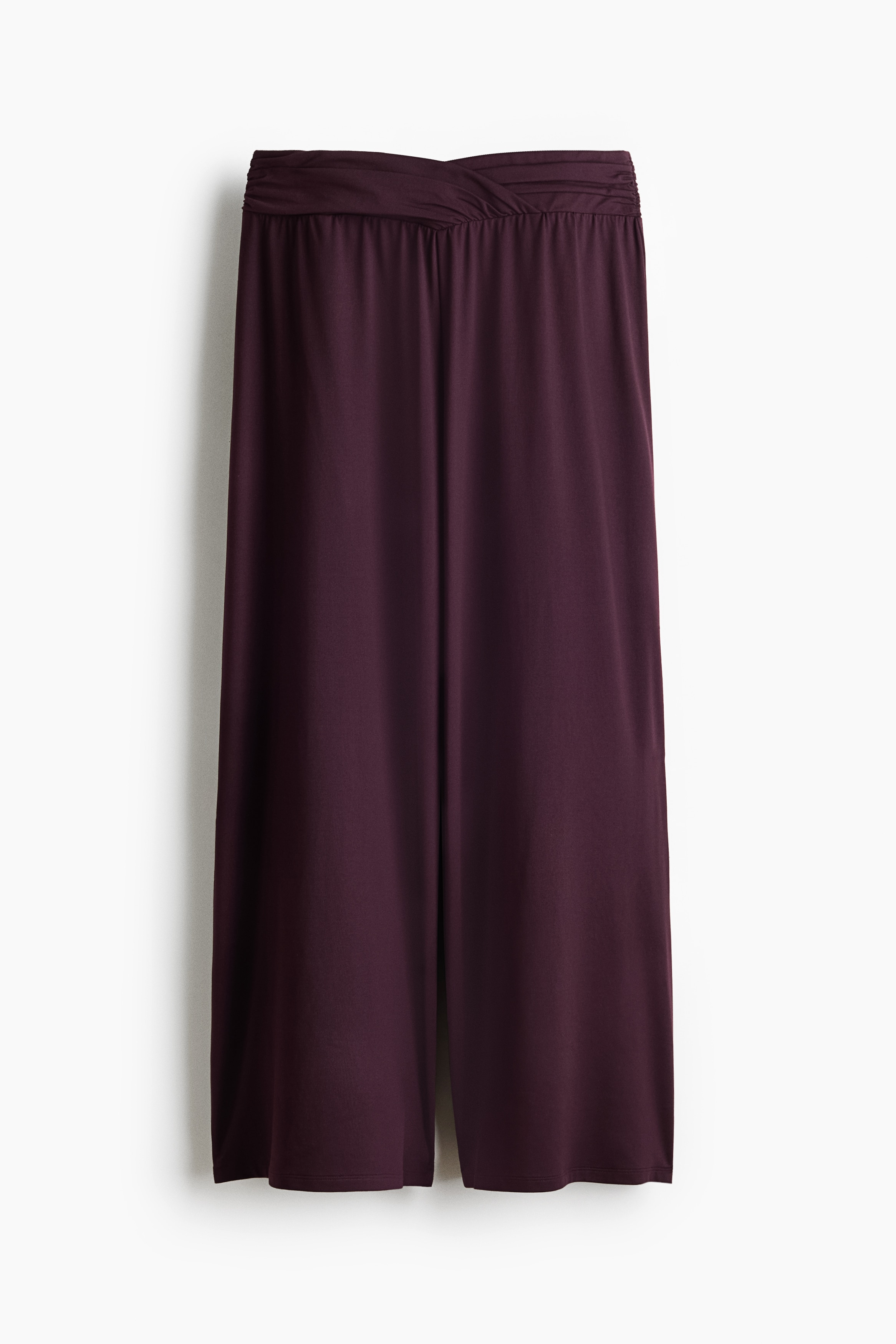 Draped Pull-On Pants - Dark plum purple/Black
