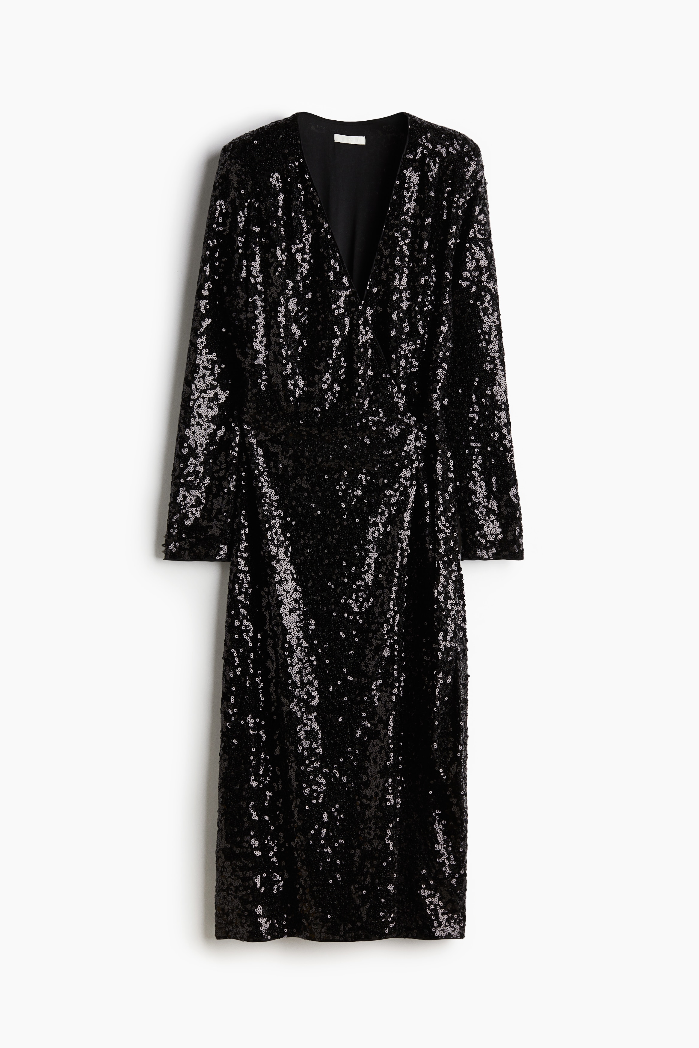 Ladies - Black Sequined wrap dress - Size: M  - H&M