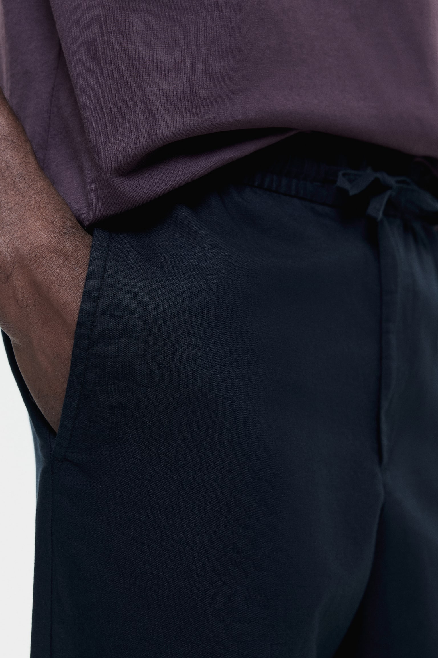 Regular Fit Linen-blend trousers - Black/White/Dark brown/Light beige - 6