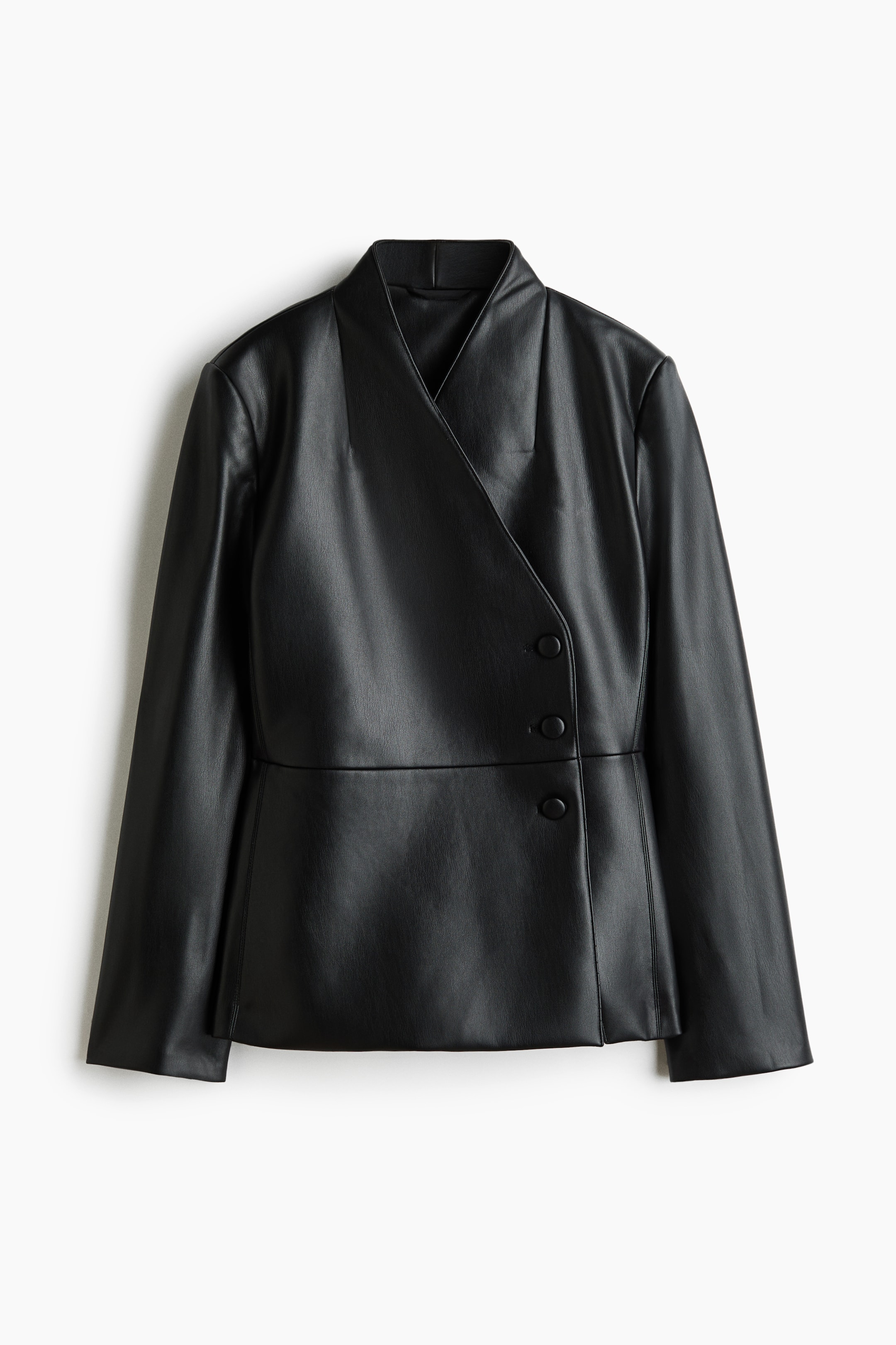 View larger image: Coated peplum blazer - Black - Ladies | H&M 1