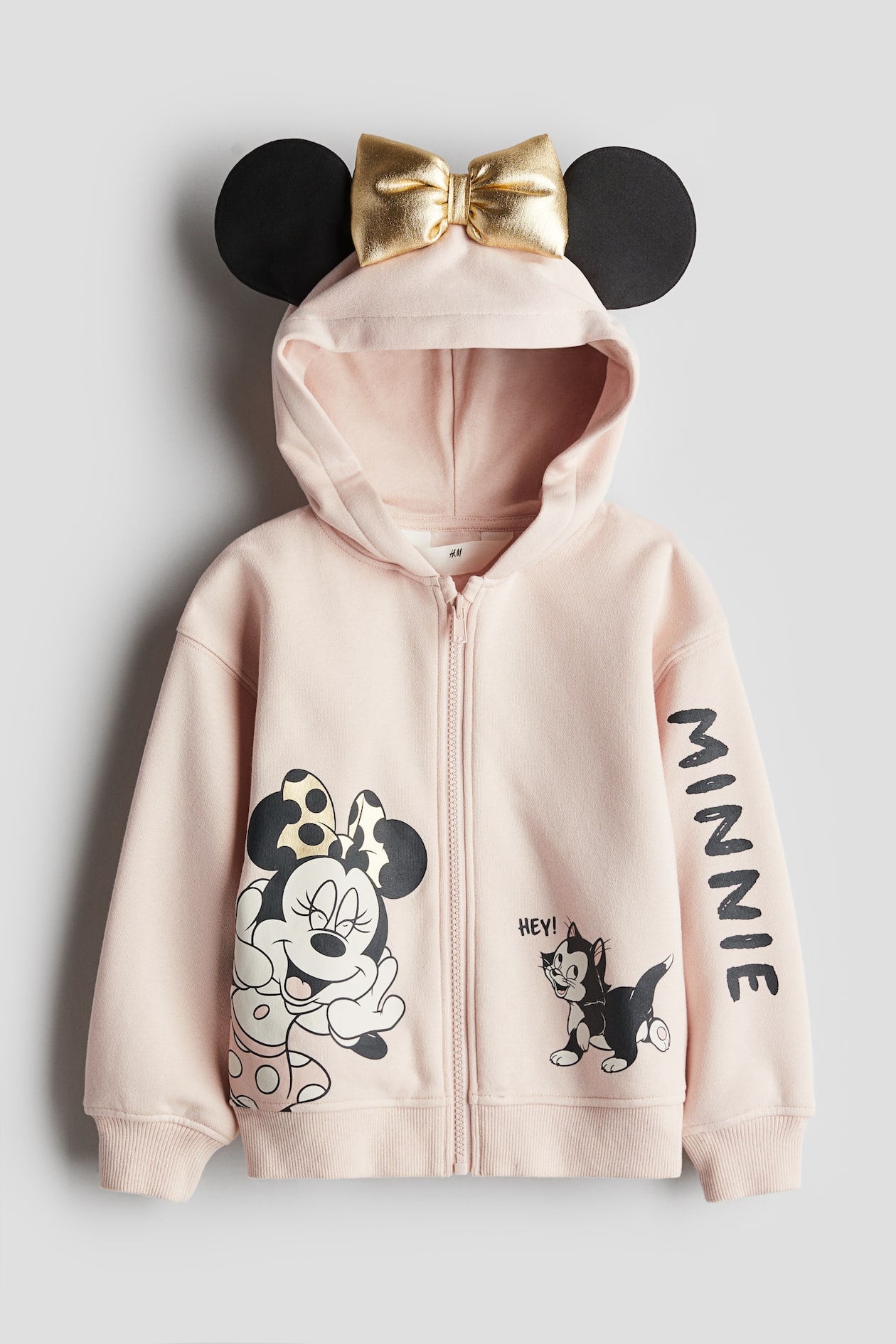 Light dusty pink/Minnie Mouse Printed Hooded Jacket for kids H&M CA
