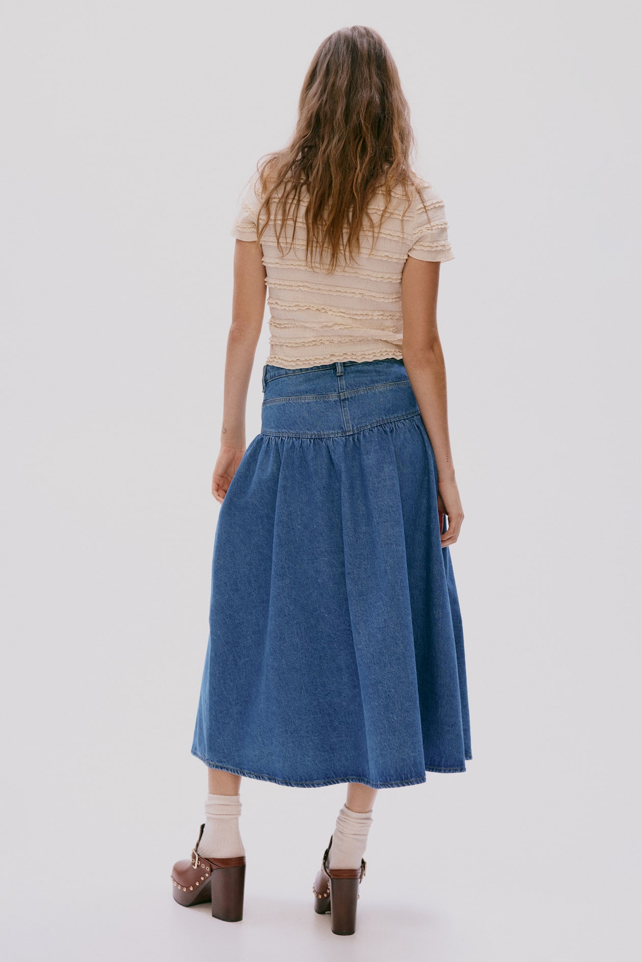Gathered Denim Skirt - image 3