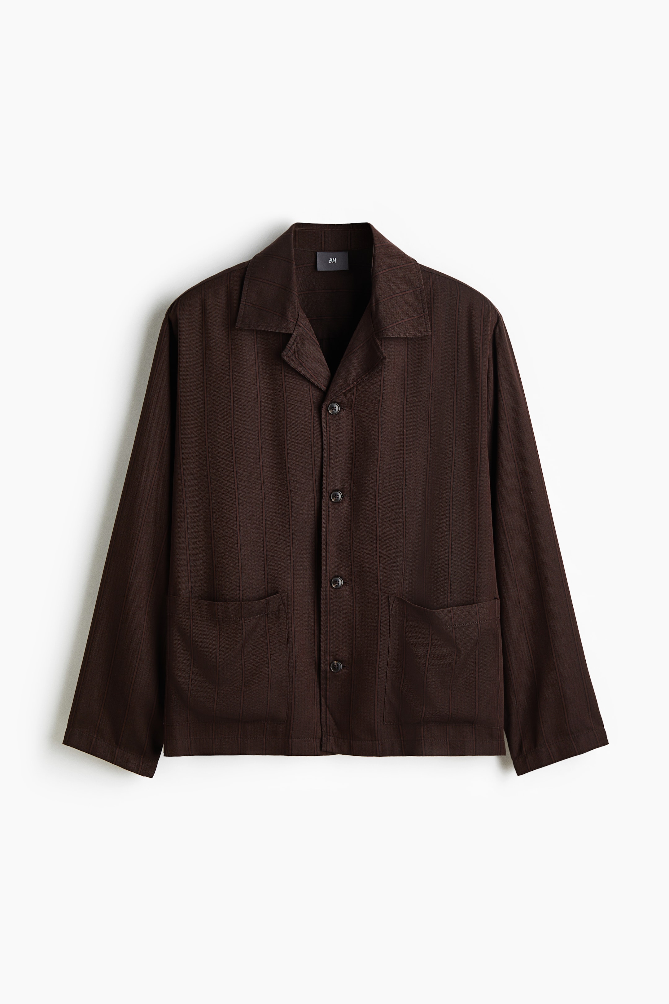 拡大画像を表示: Lyocell pyjama shirt and bottoms - Dark brown/Striped - Men | H&M JP 8