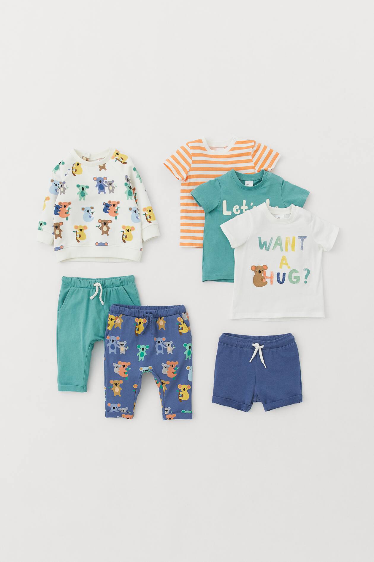 7-piece Cotton Set - Round Neck - Short sleeve - Blue/koalas - Kids | H ...