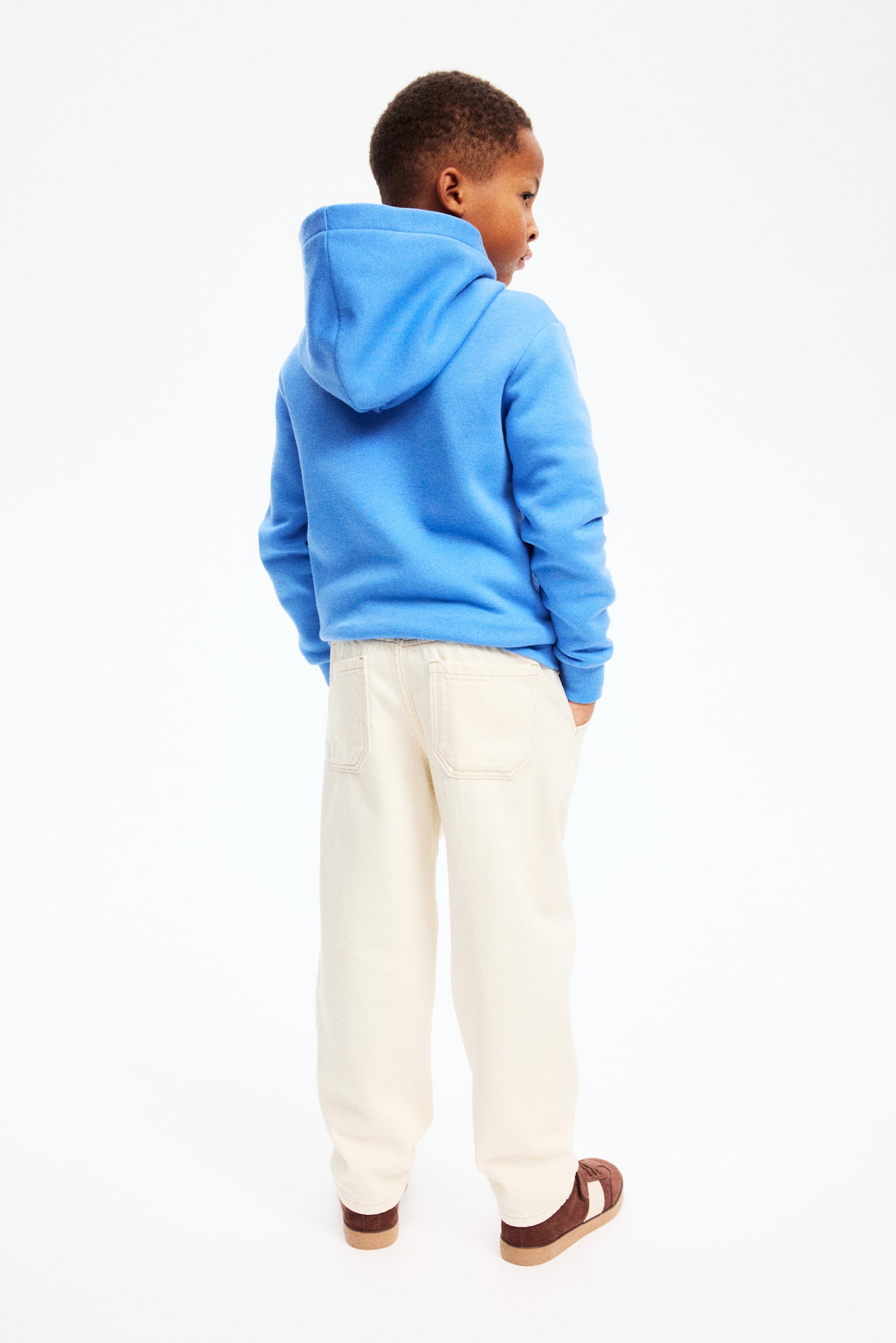 Loose Fit Tapered Leg Jeans - Cream/Denim blue - 3