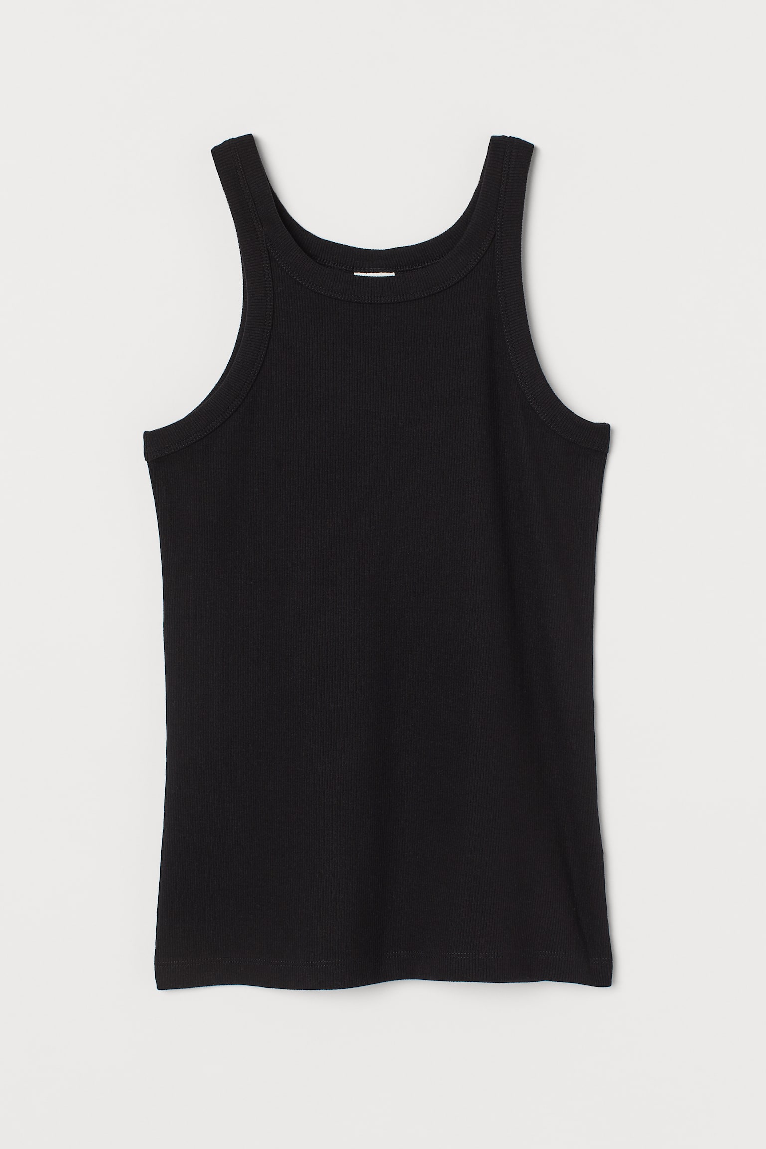 Женский топ H&M Ribbed Tank Top, цвет: Чёрный — фото 1