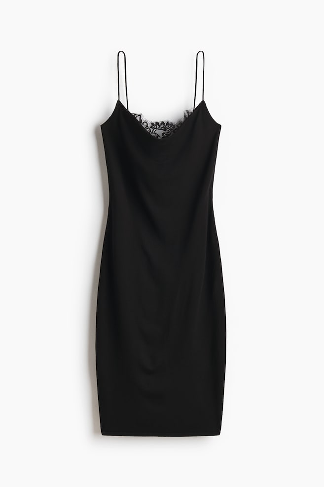 Lace-Trimmed Dress - Black - 1