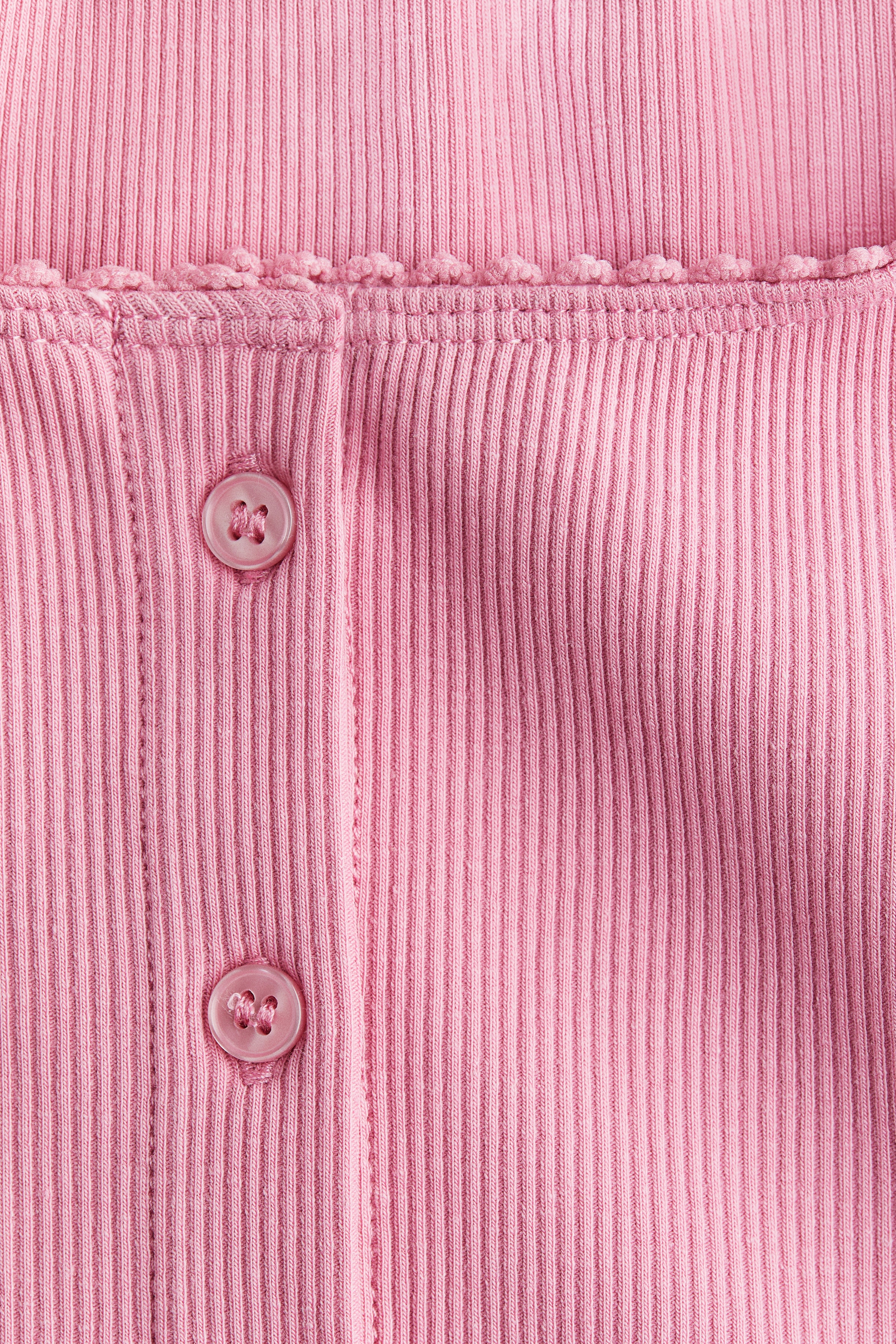 Ribbed button-front top
