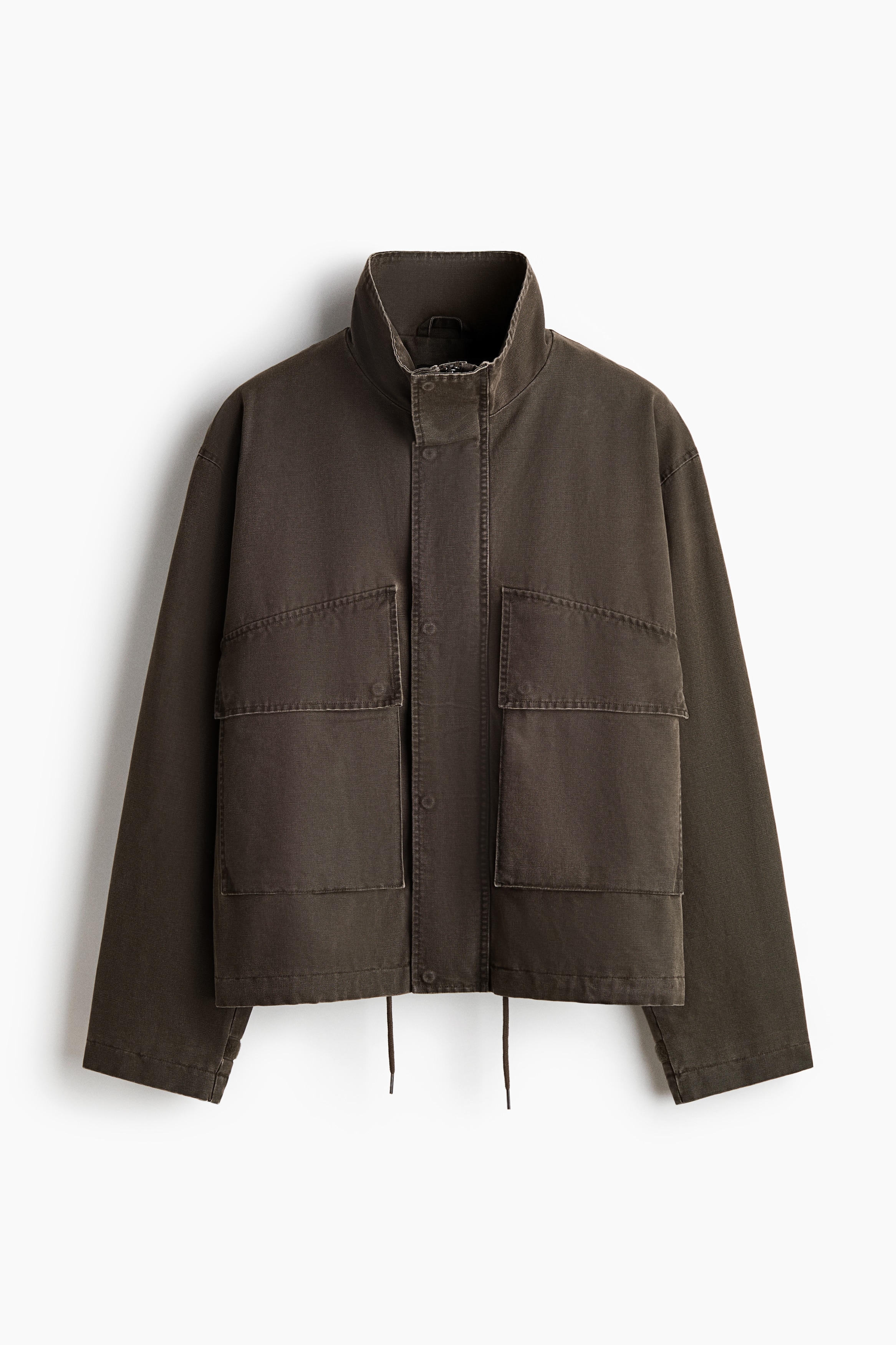 Casaco com gola subida - Verde caqui escuro