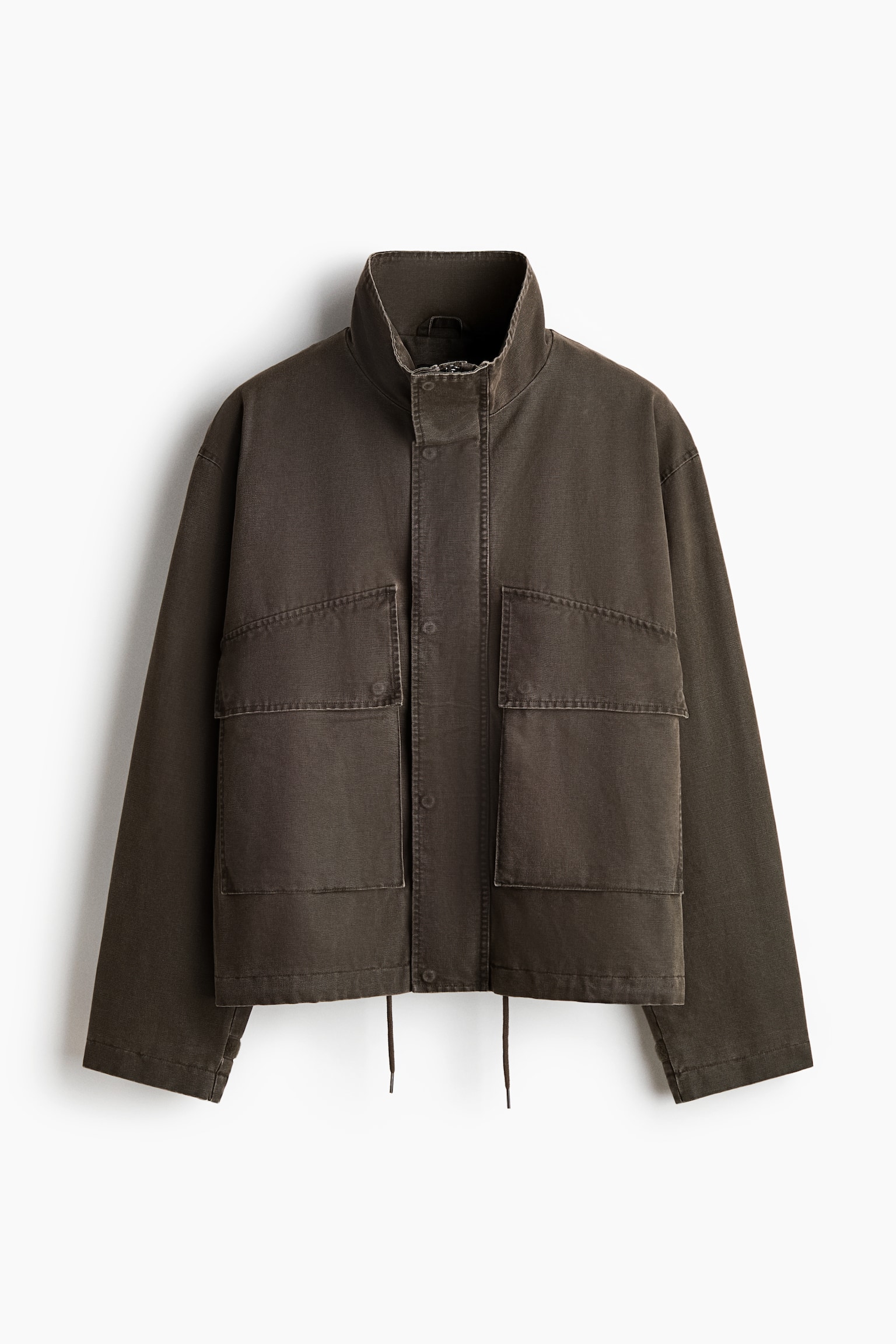 スタンドカラージャケット - ダークカーキグリーン - 2