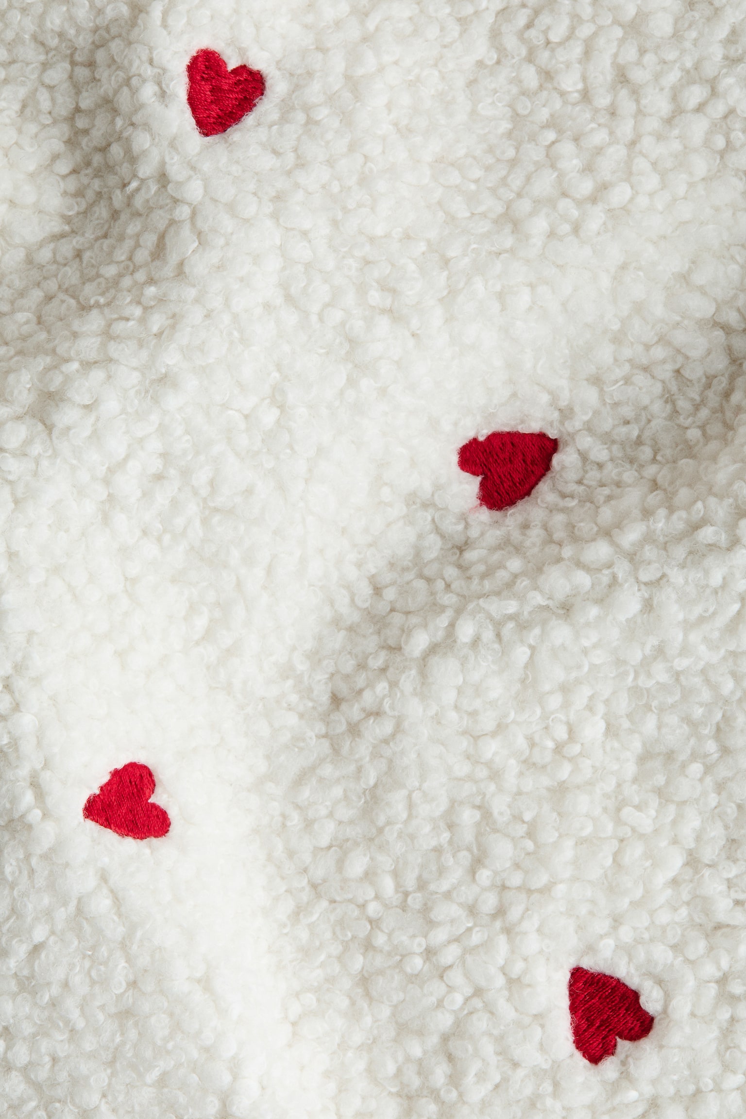 Zip-through teddy cardigan - White/Hearts/Cream/Bows - 4