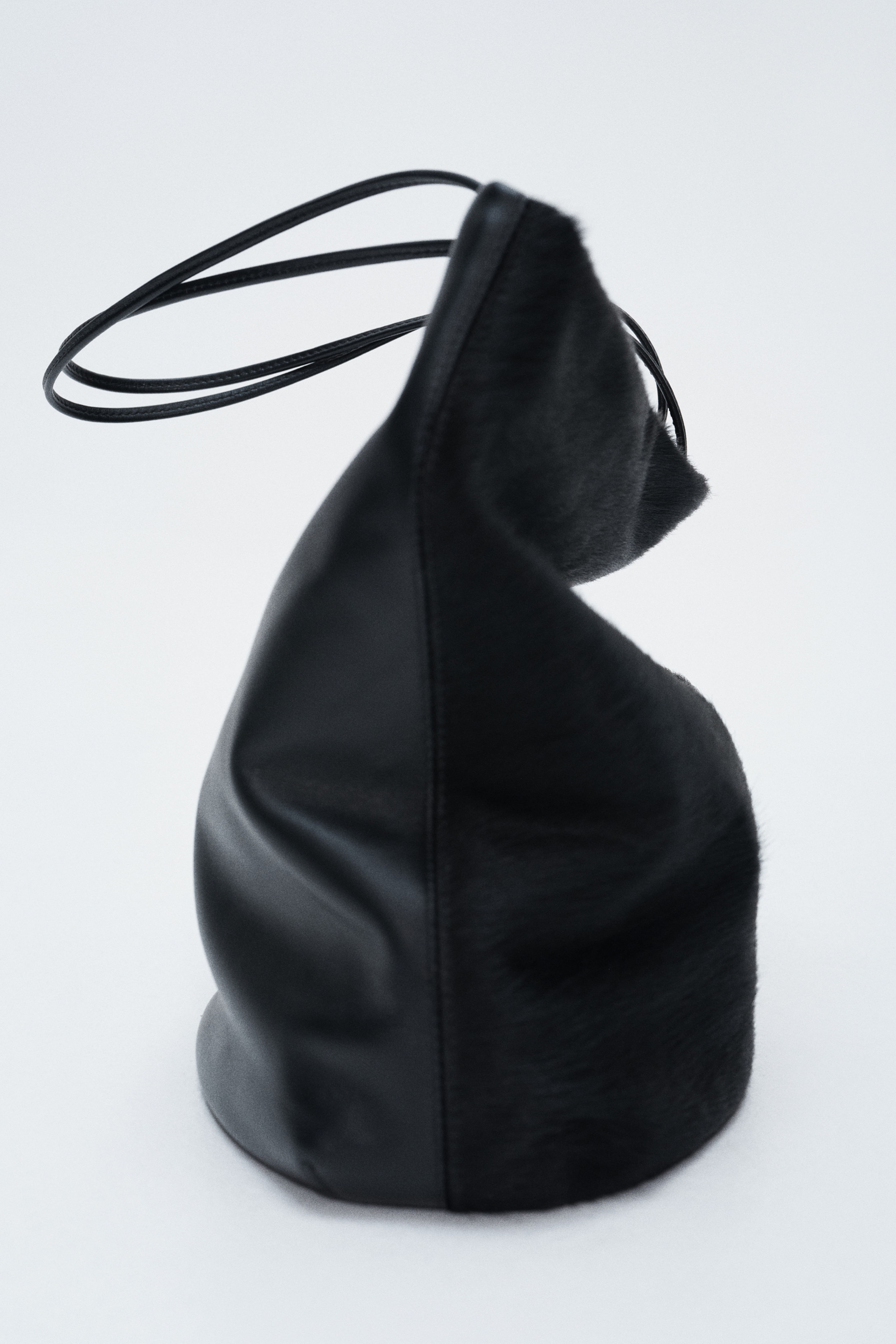 Napped-Finish Leather Shoulder Bag