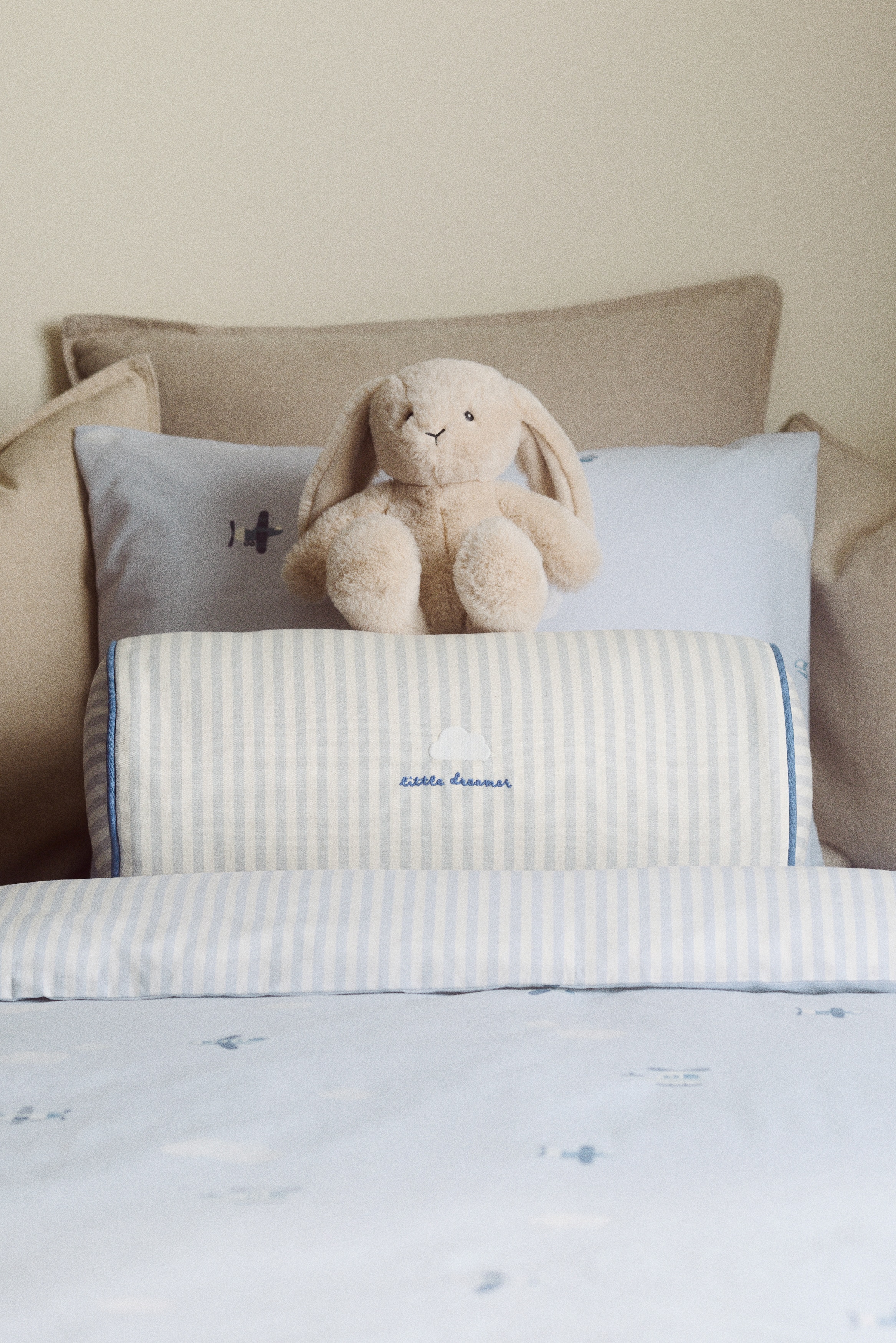 Embroidered-Detail Bolster - Light blue/Little Dreamer/Light pink/cherries
