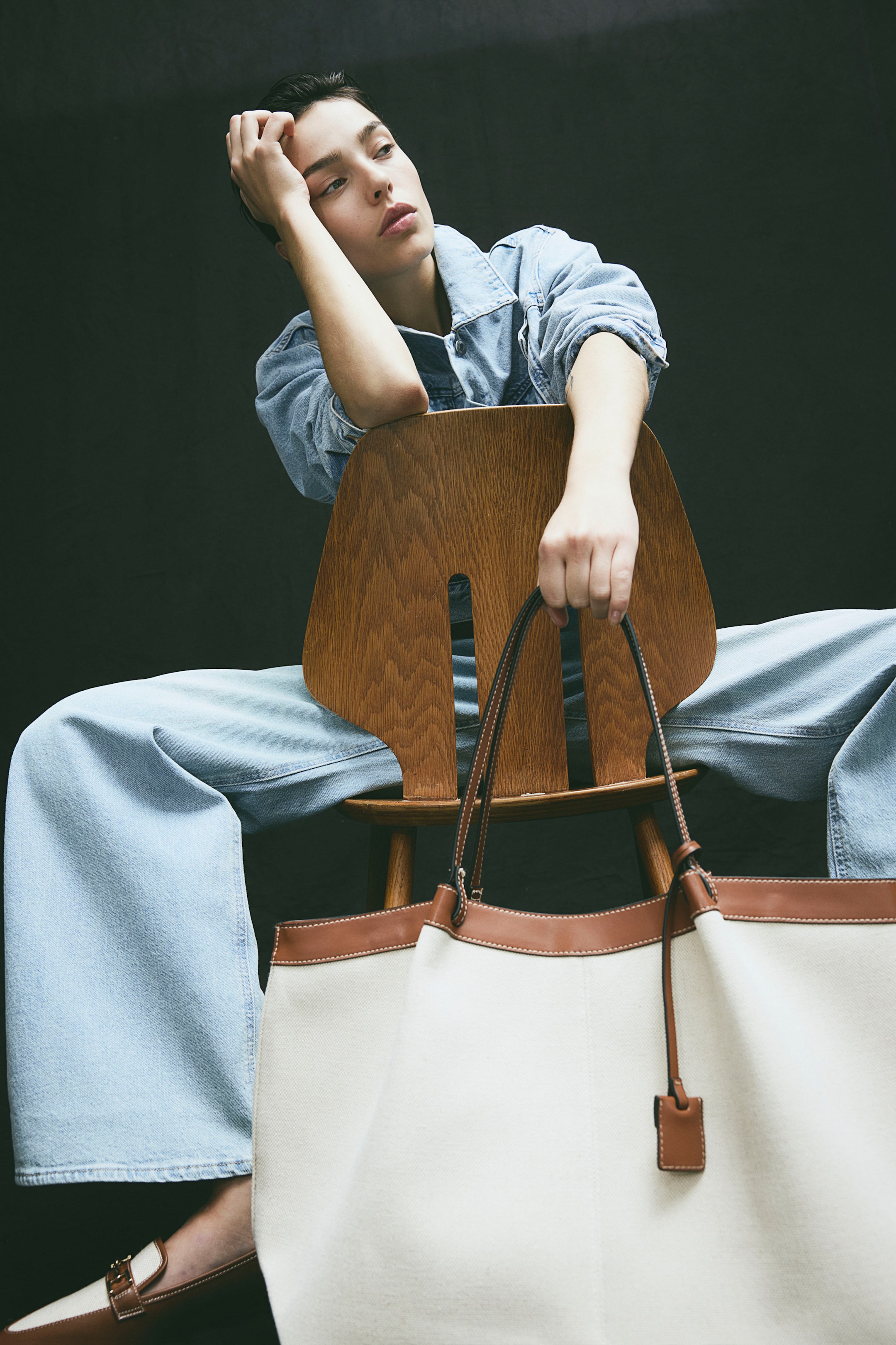 Large canvas shopper - Natural white/Brown - Ladies | H&M GB