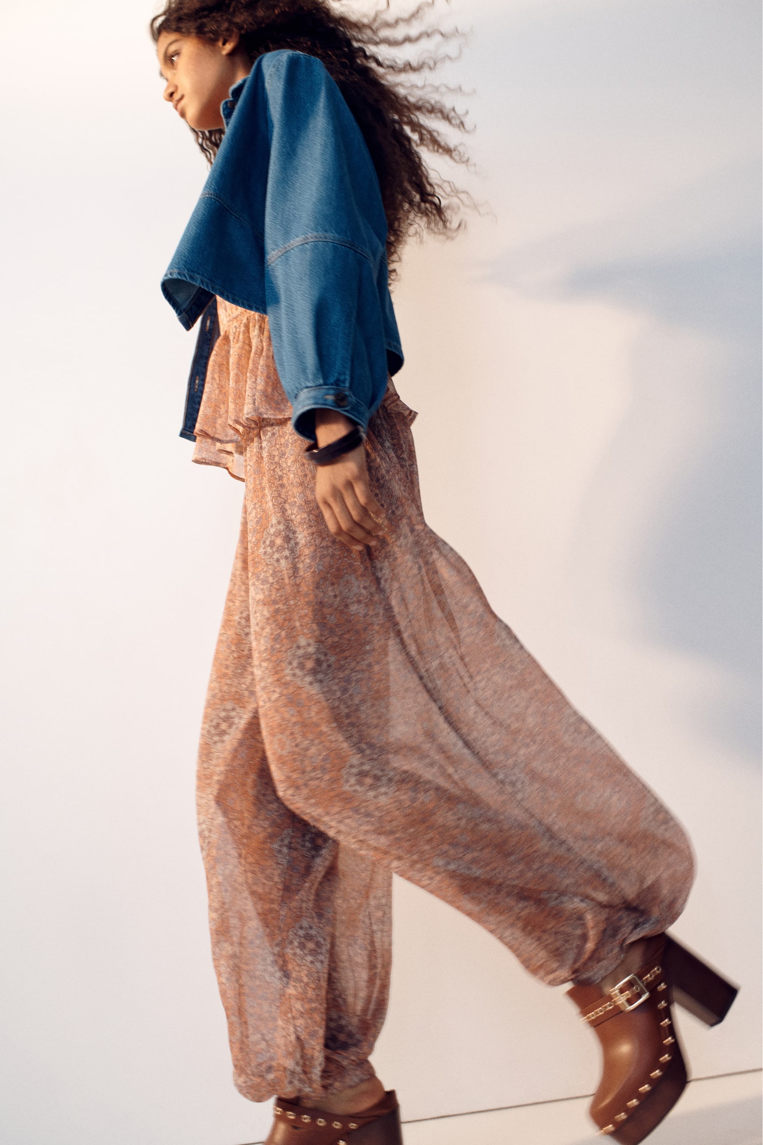 Balónové nohavice bez zapínania - Svetloružová/kvetovaná - 6