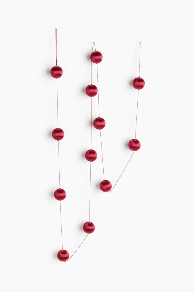 Bauble-garland - Burgundy/Red striped - 1