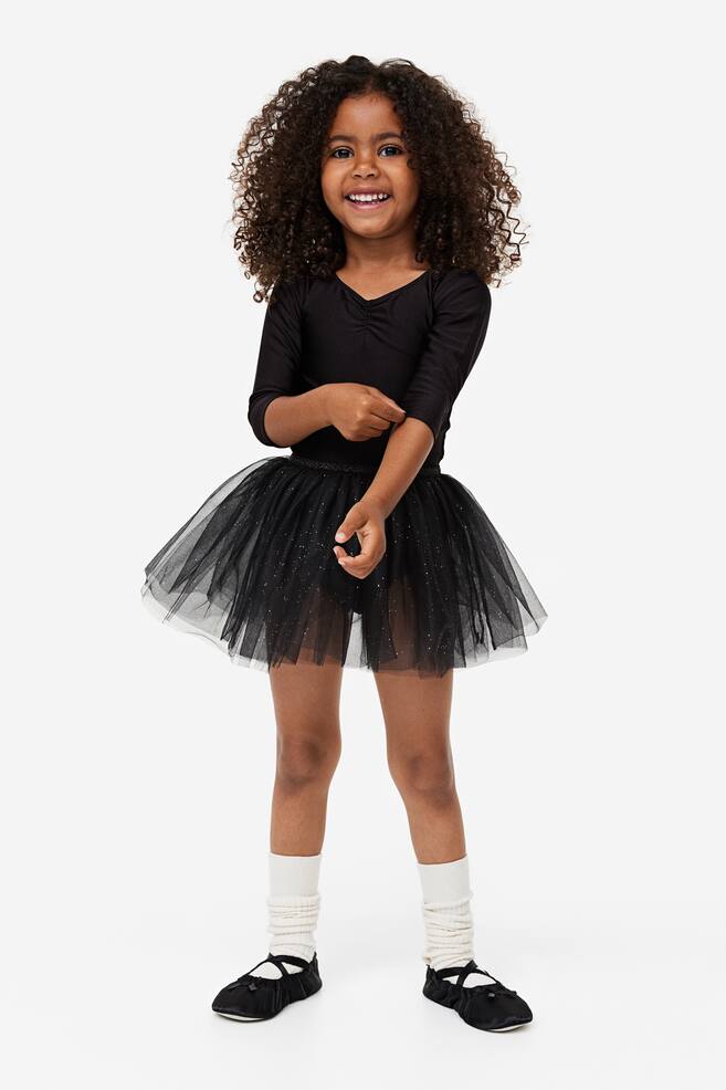 Dance leotard with tulle skirt - Black/Silver-coloured/Light pink - 1