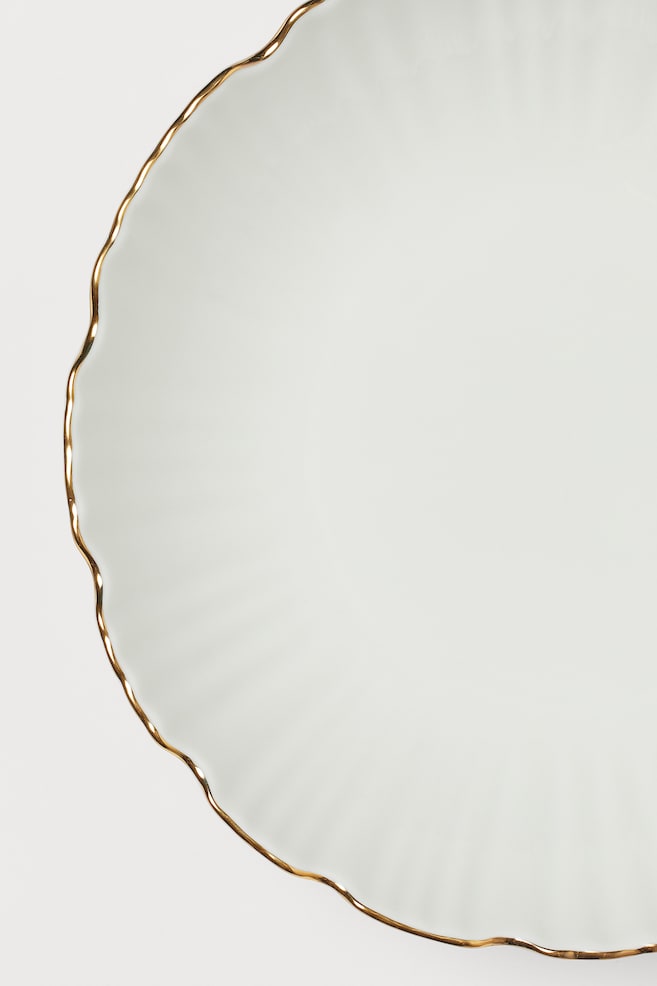 Dyb tallerken i porcelæn - Hvid/Guld/Lysegrøn - 6
