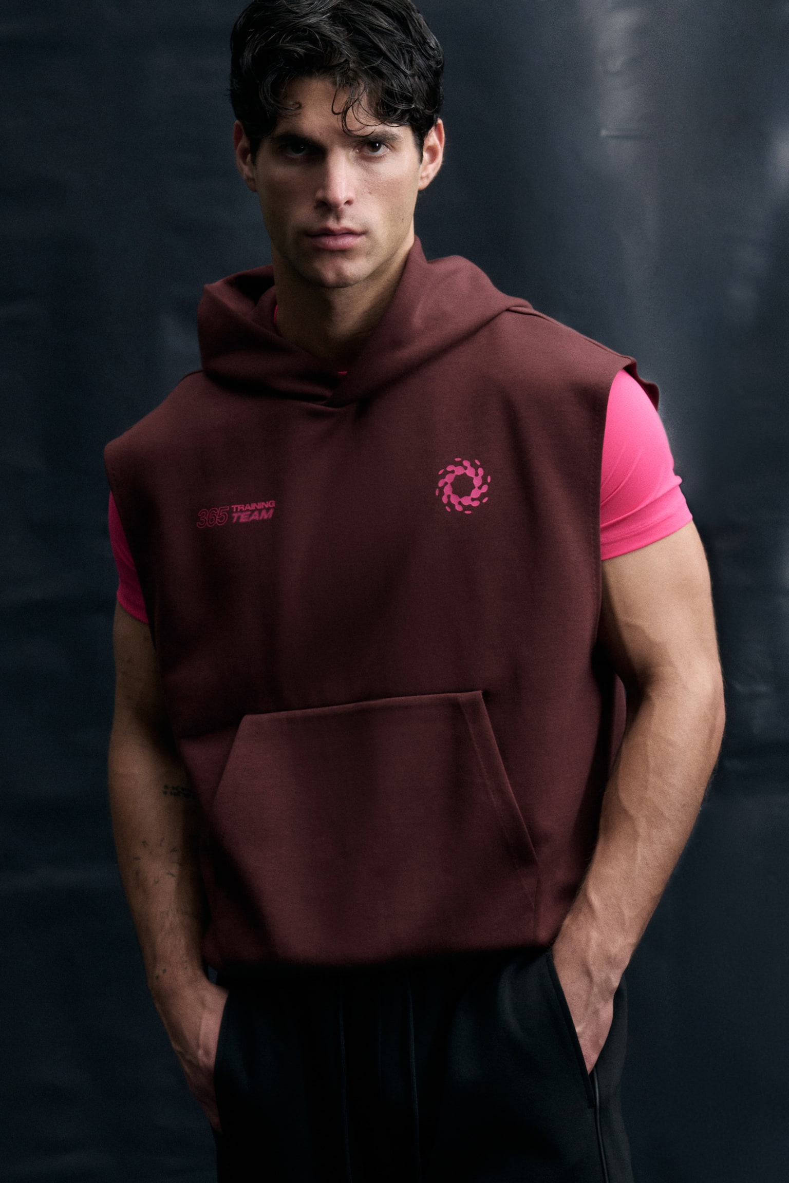 Sleeveless Sports hoodie with DryMove™ - Burgundy/365 Training Team - 4