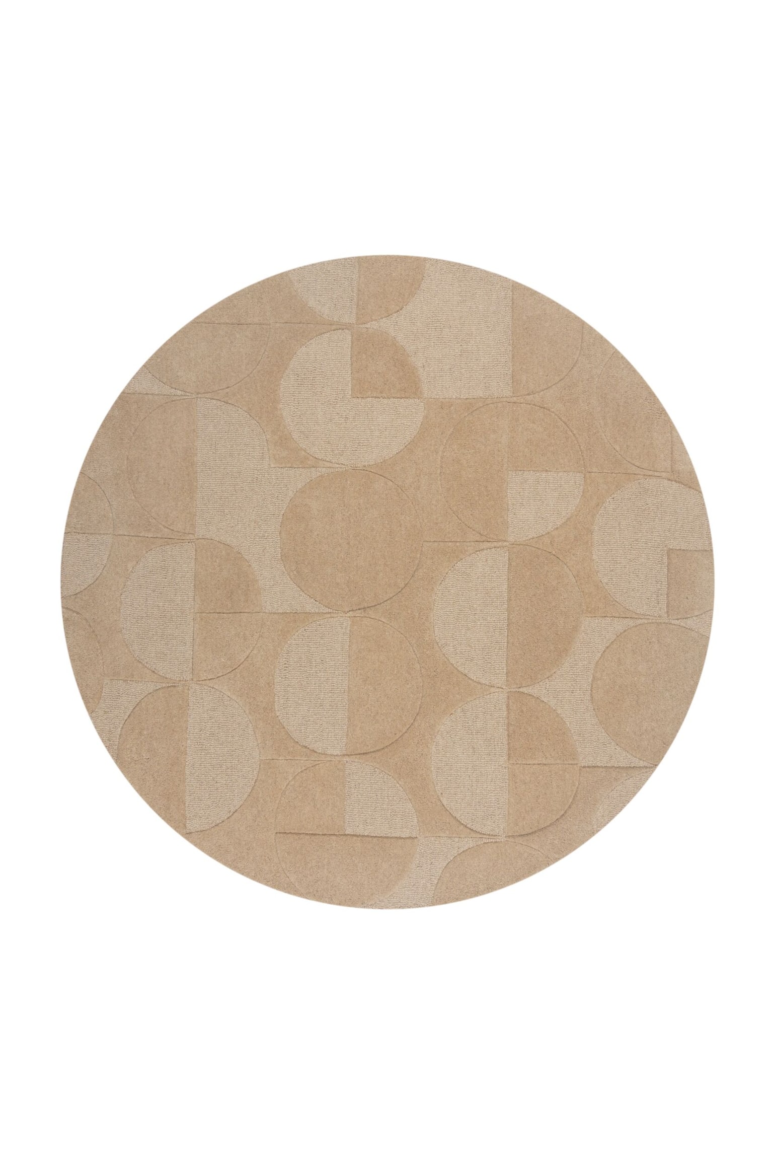 Tapis Circulaire Géométrique En Laine Gigi - Naturel/Gris - 1