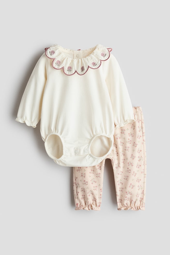 2-Piece Cotton Set - White/Floral/Cream/floral - 1