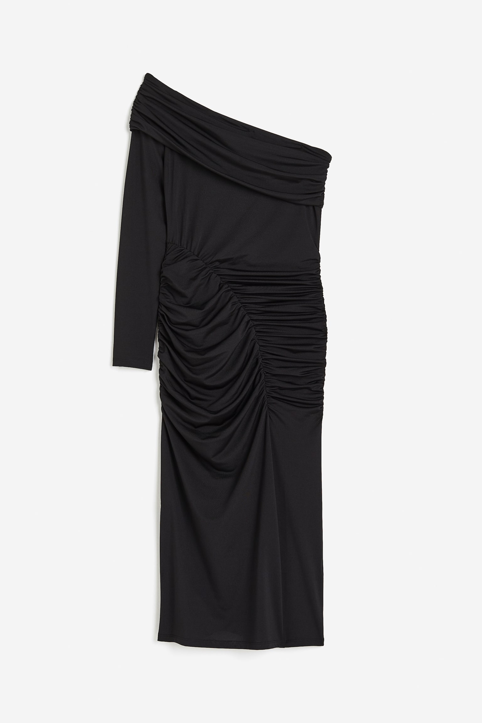 Draped off-the-shoulder dress - Black/Dark teal - 1