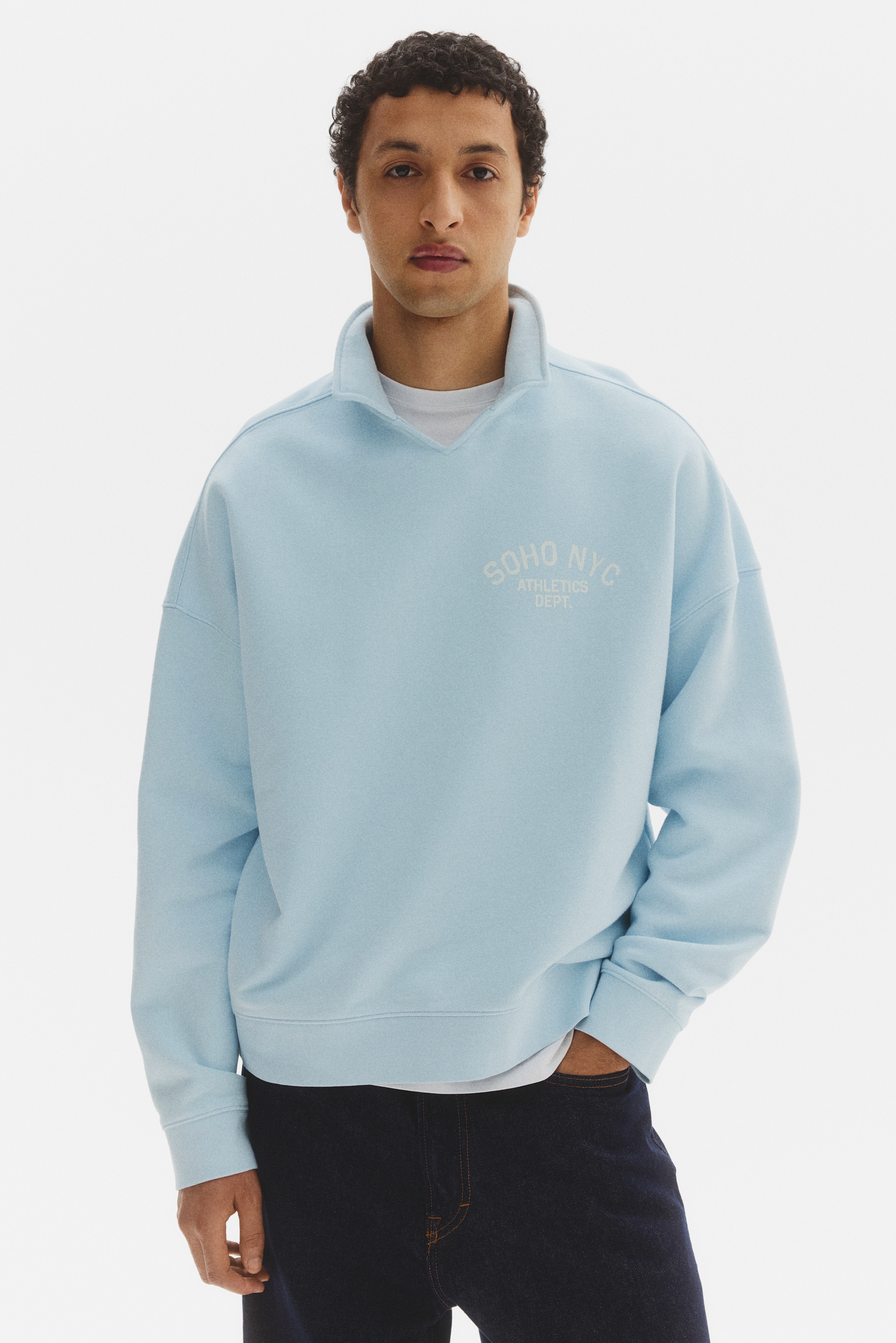 Maglia da rugby Oversize Fit - Azzurro/Soho NYC/Nero lavato/Soho NYC