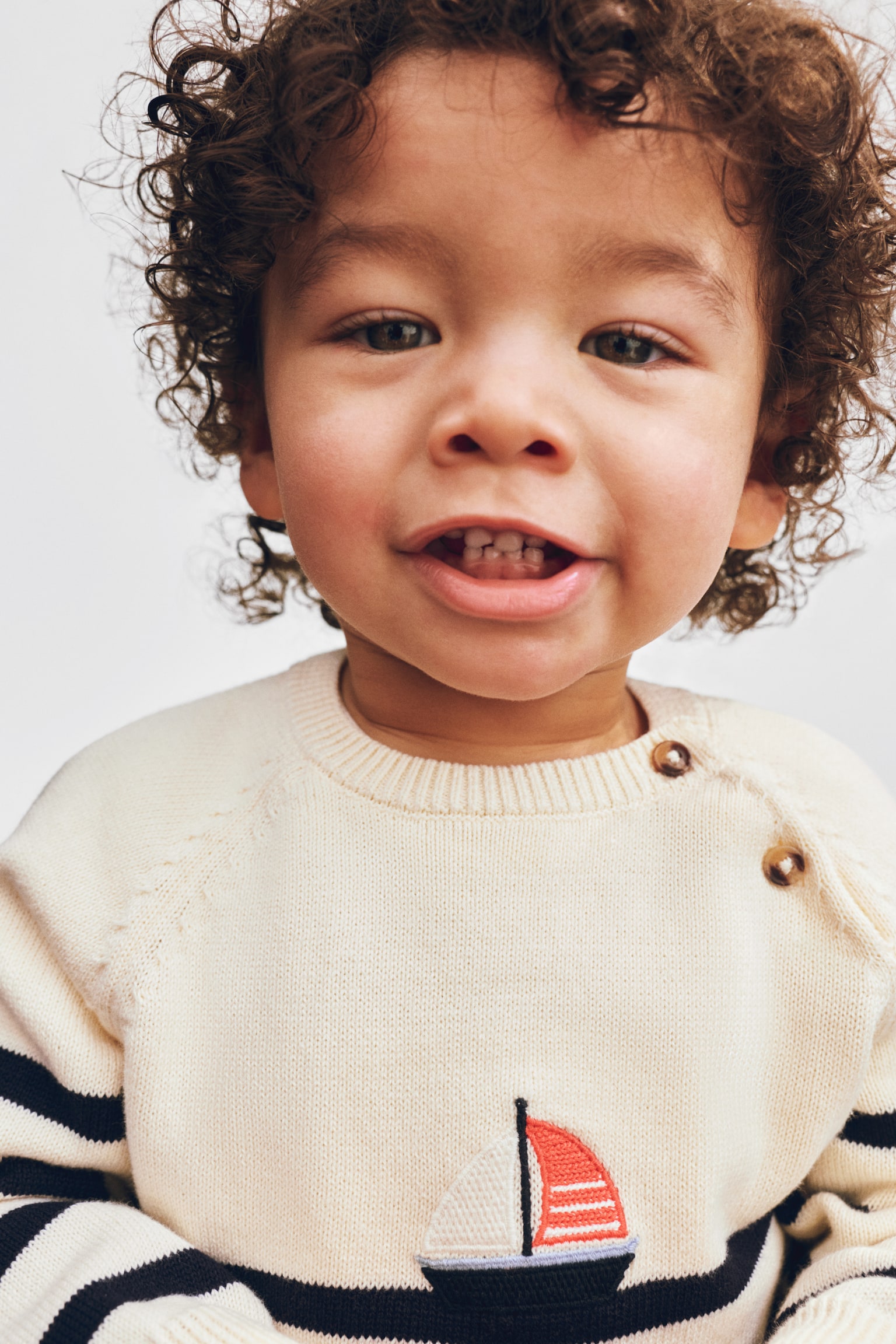Cotton-knit jumper - Light beige/Sailing boat - 3