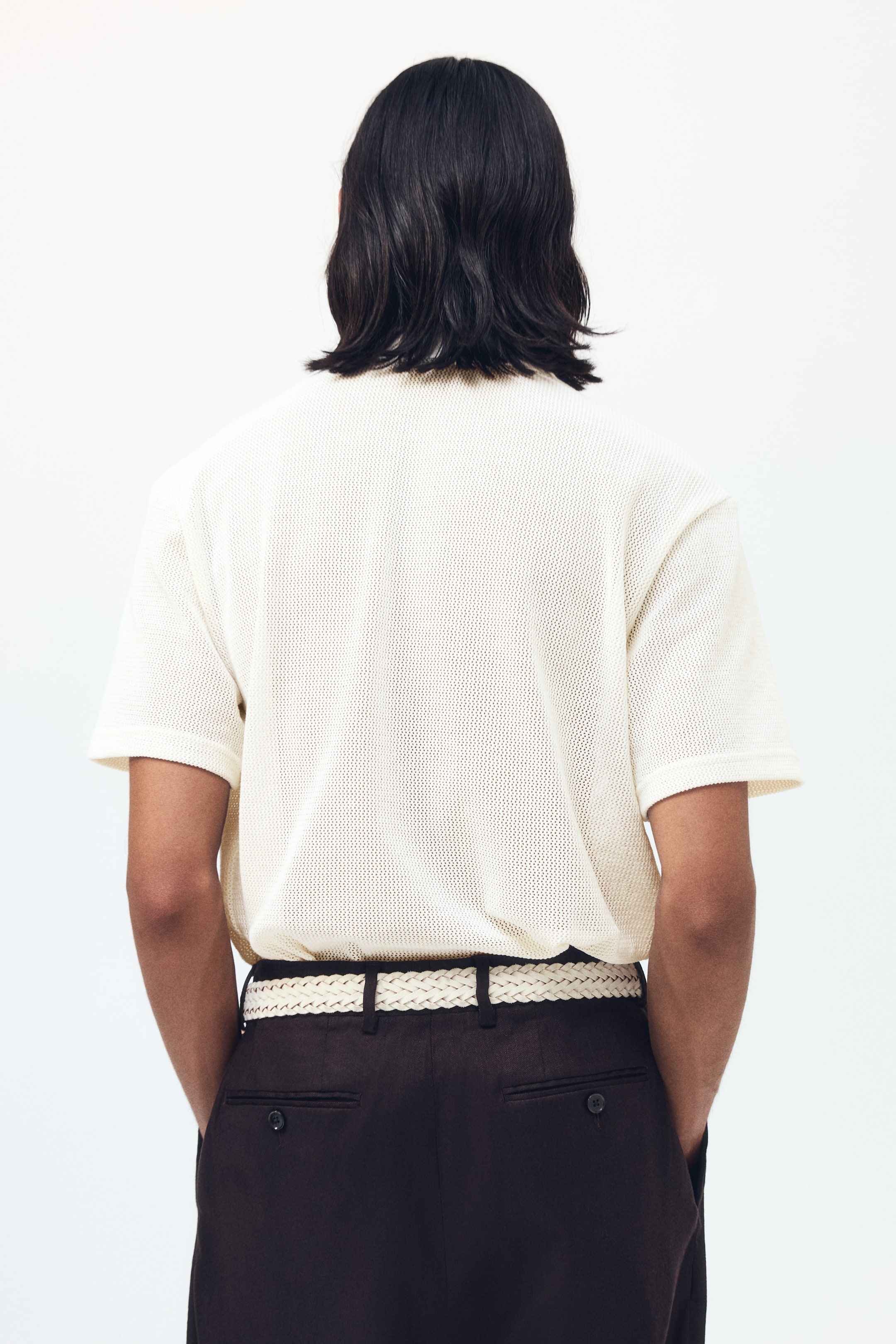 Regular-Fit Open-Knit Polo Shirt