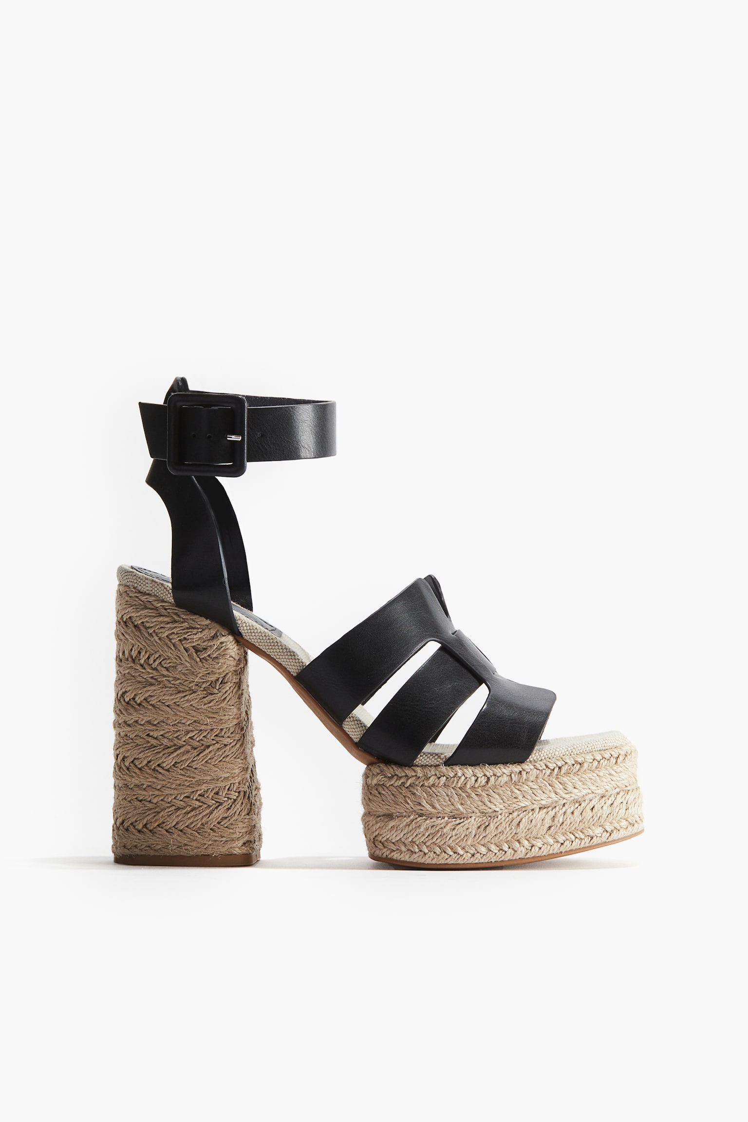 Heeled platform espadrilles - Black - 1