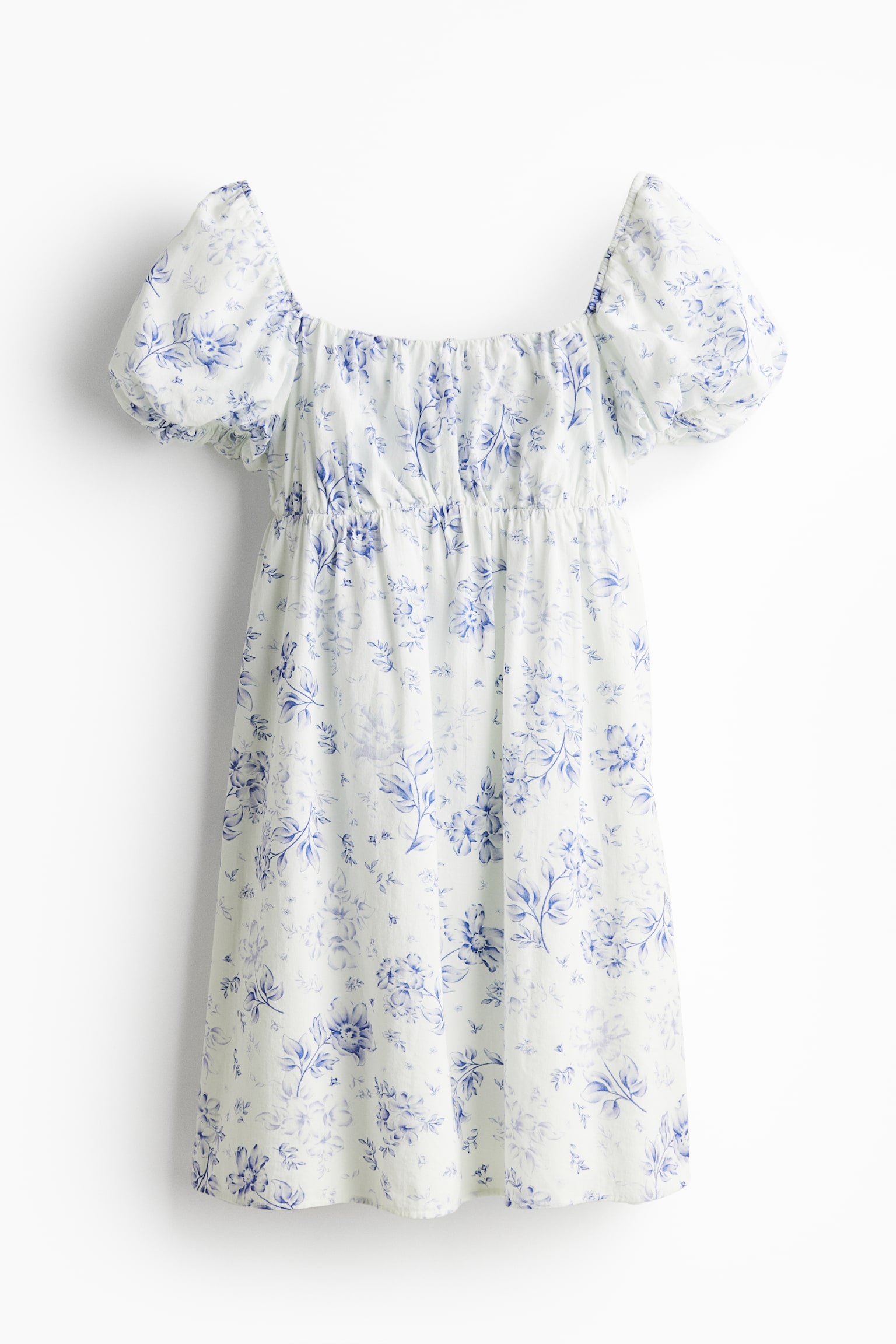 Puff-sleeved babydoll dress - Cream/Floral - 2