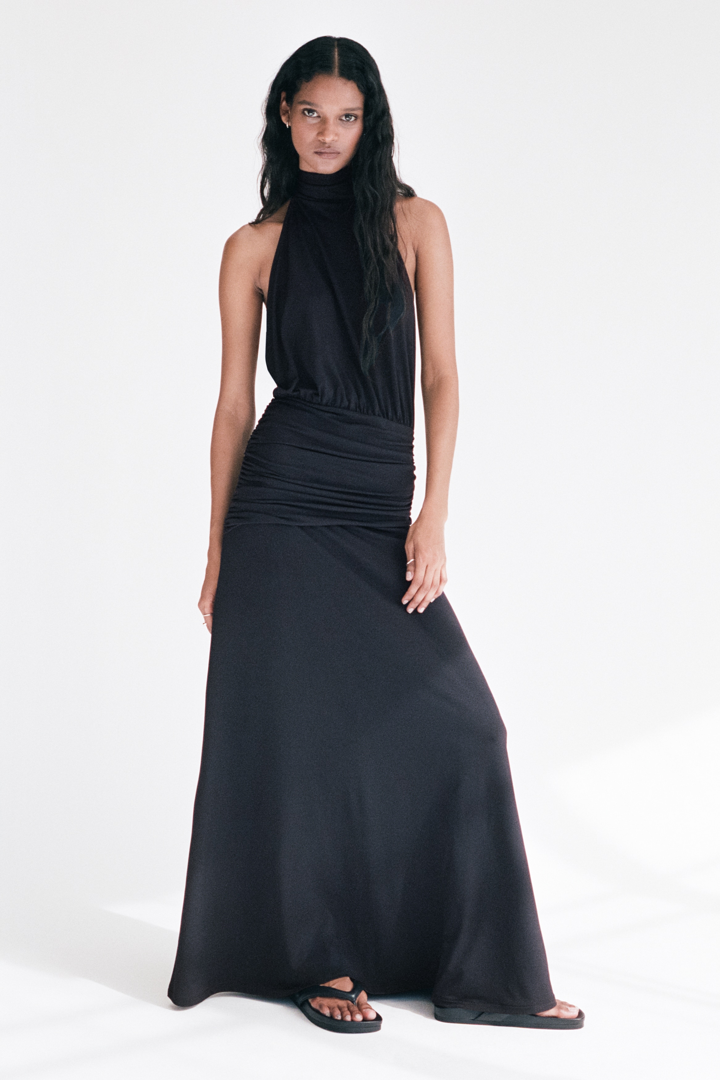 gold black dress FITTED BLACK & GOLD GLITTER GOWN CDCM358