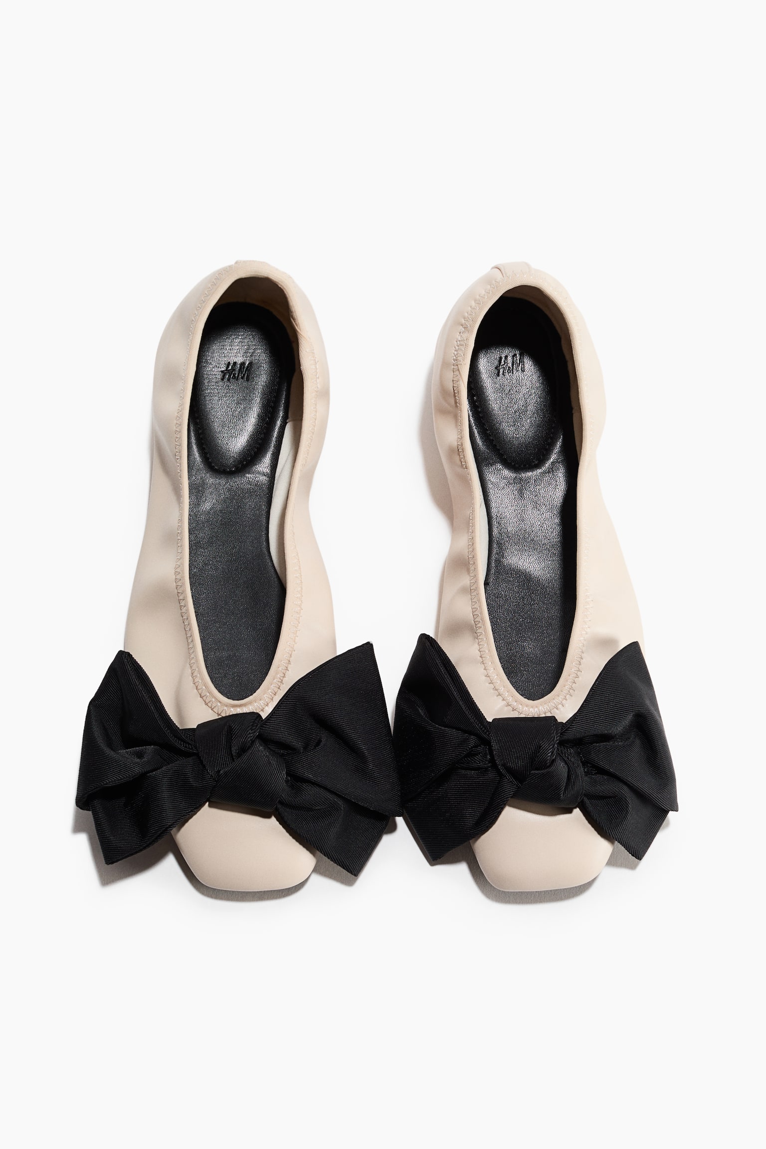 Bow-detail ballet flats - Black/Light beige/Black