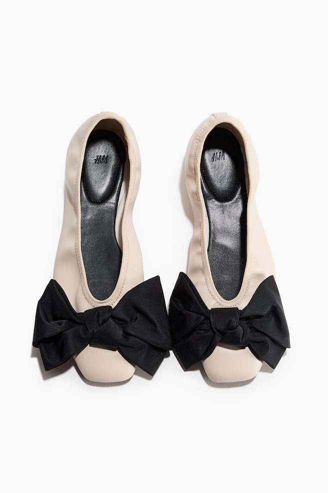 Bow-Detail Flats - Light beige/black - 1