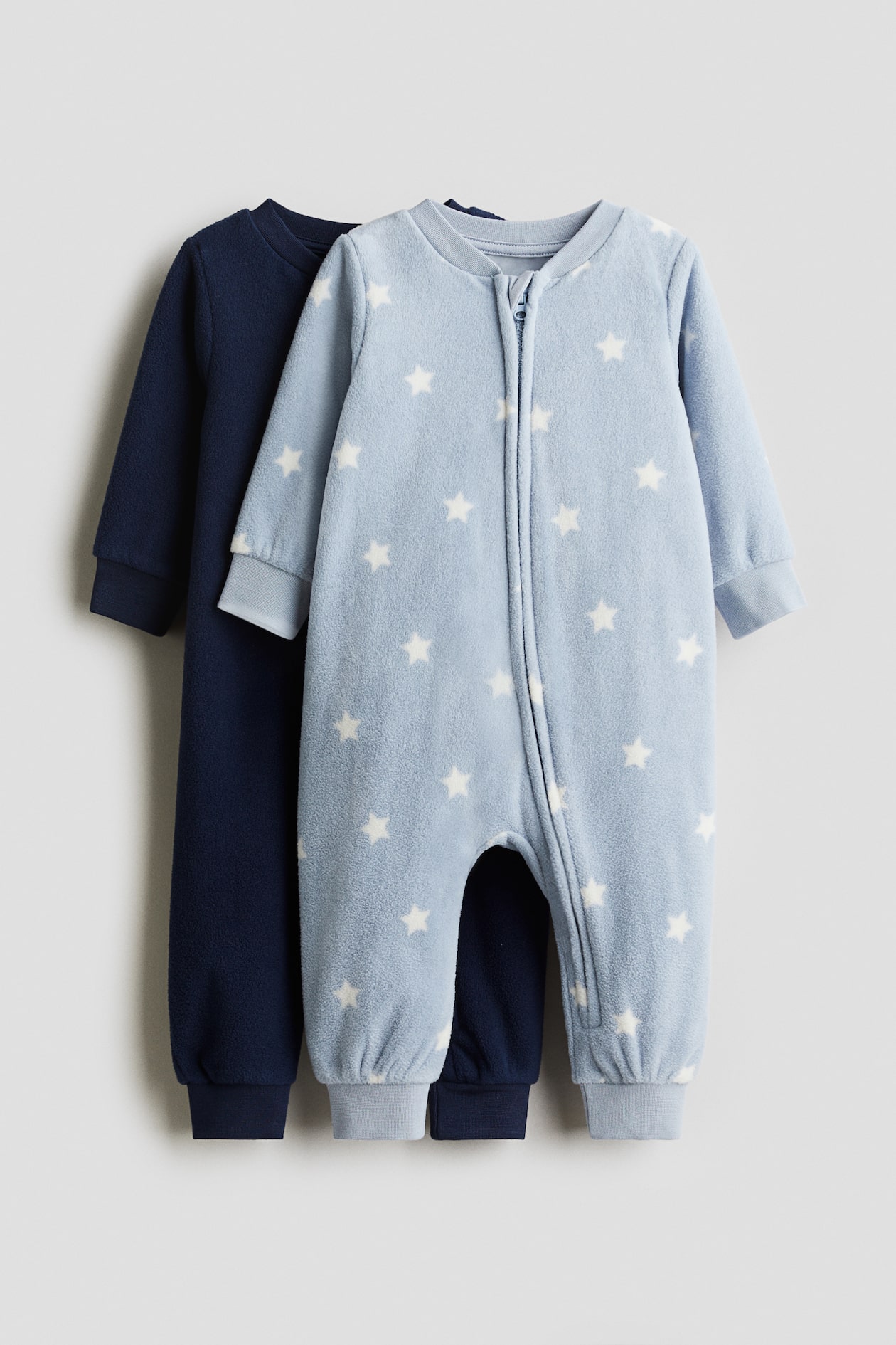 Lot de 2 pyjamas zippés en polaire - Bleu/étoiles - ENFANT | H&M FR