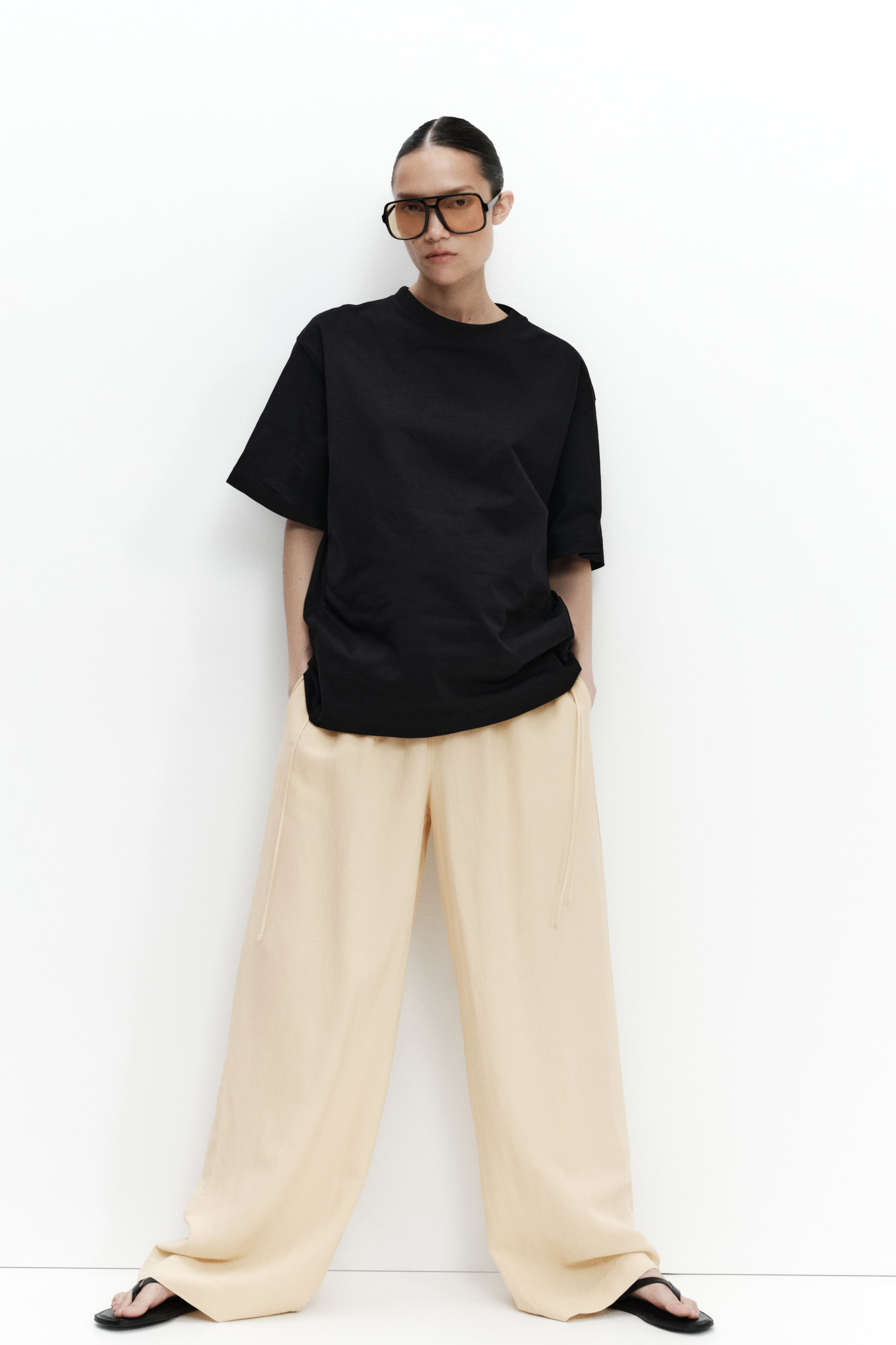 MAMA Linen-Blend Drawstring Pants
