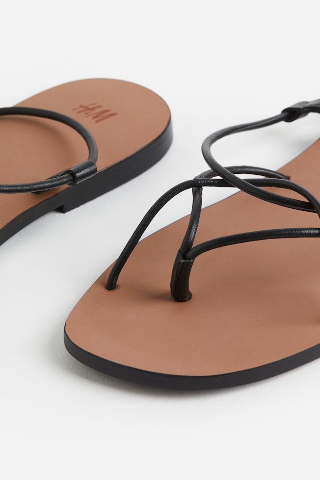 Leather sandals - Black/White - 4
