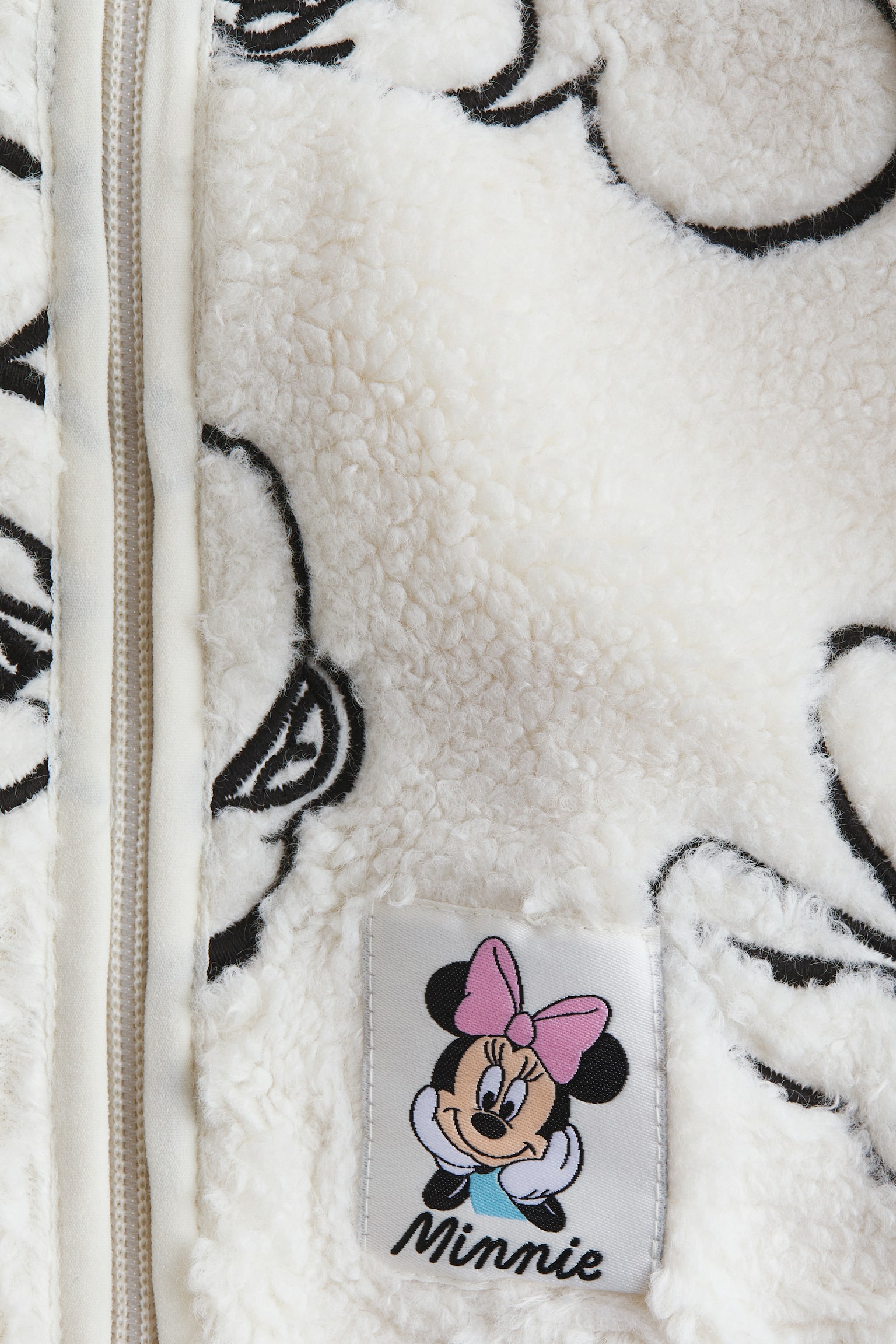 Embroidery-motif teddy jacket - Cream/Minnie Mouse - 2