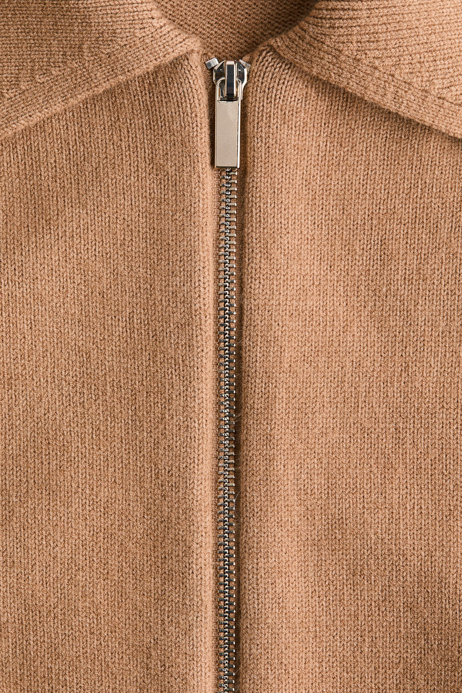 Oversized zip-through cardigan - Dark beige/Red - 4