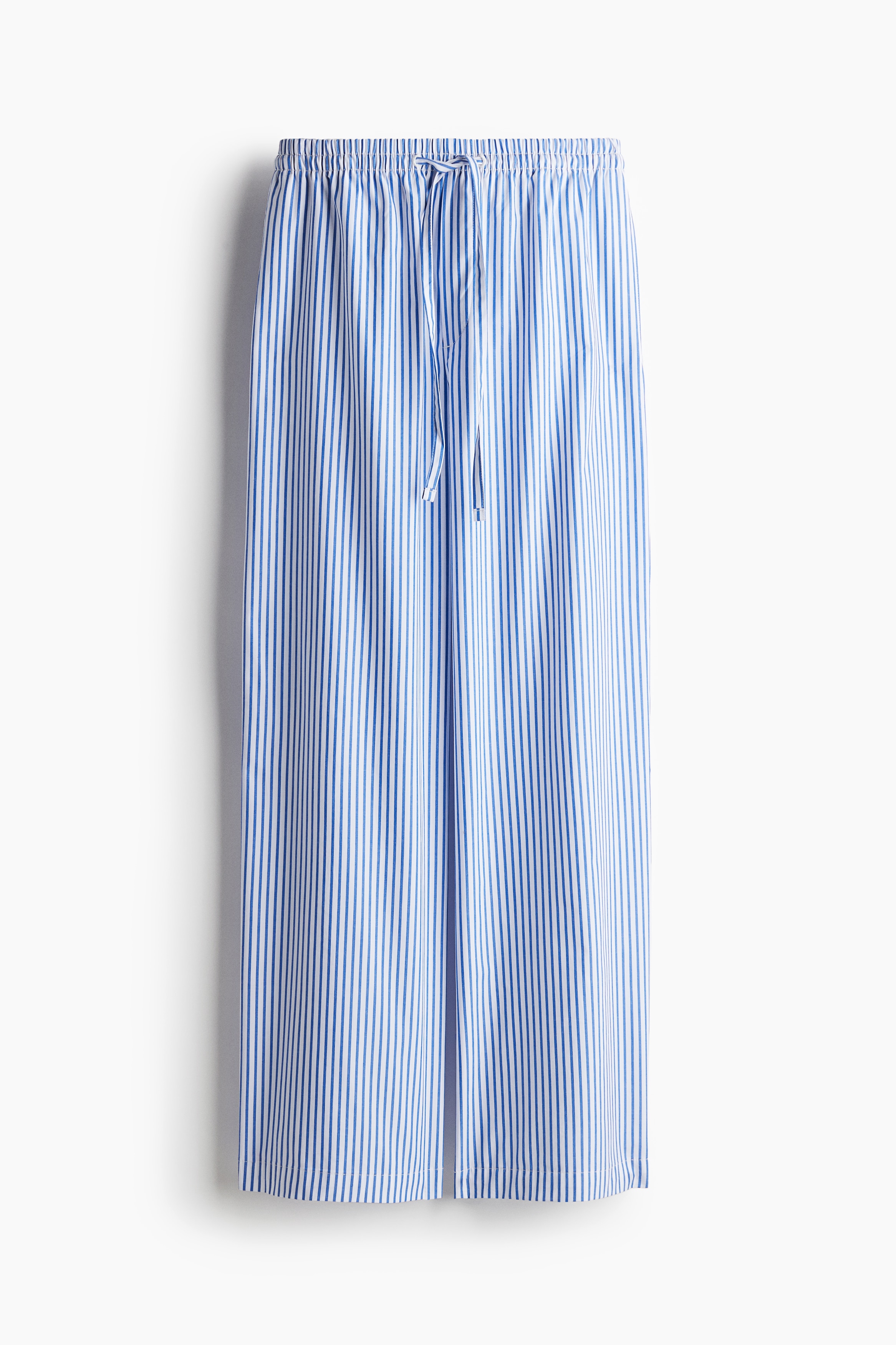 Cotton drawstring trousers - White/Blue striped/Black
