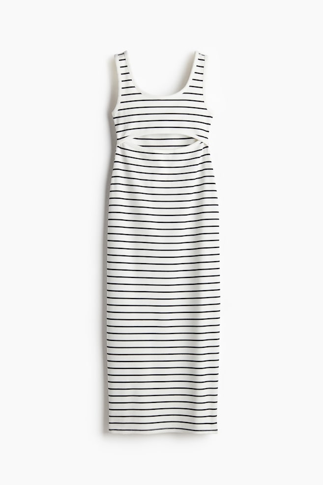 Maxi abito con sezione aperta - Bianco/righe/Nero - 1