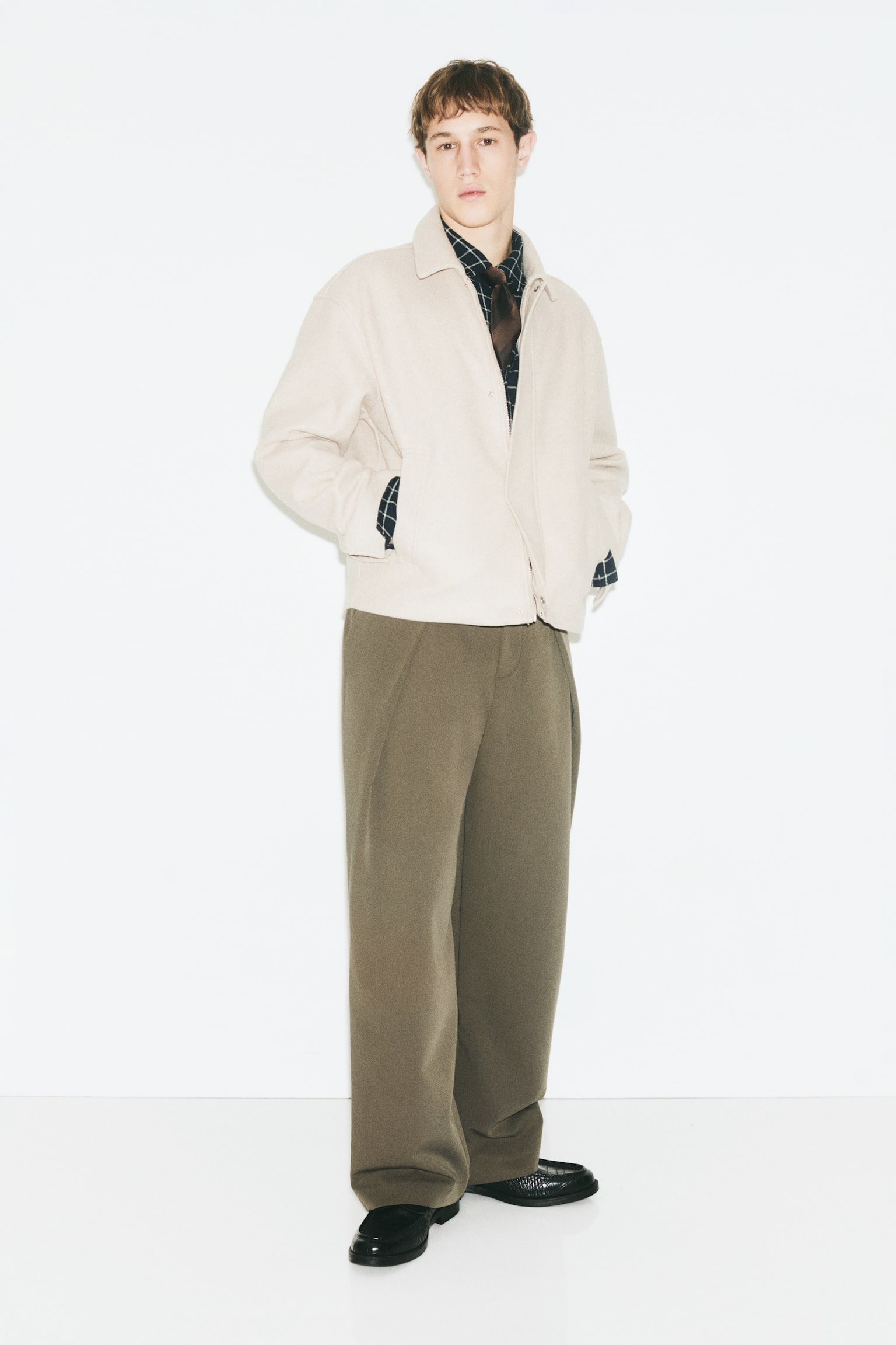 Мужская рубашка H&M Felted Overshirt, цвет: Светлый бежевый — фото 3
