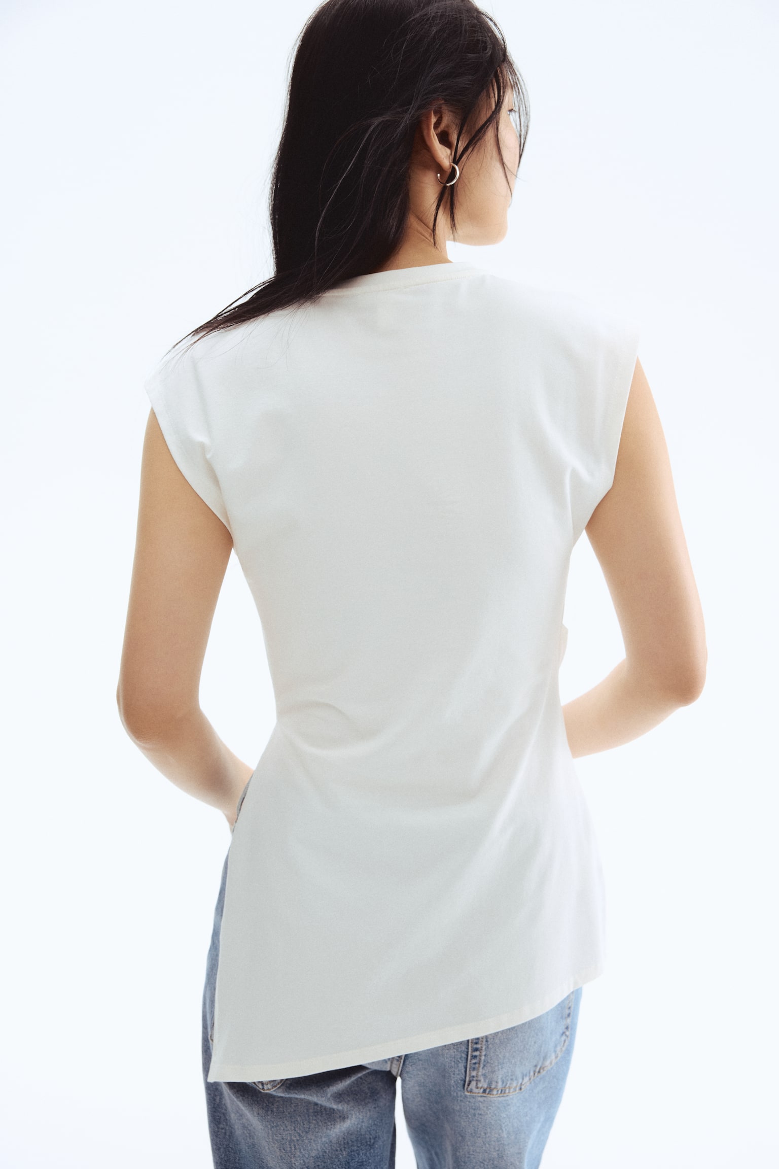 Pamuklu Asimetrik Üst - Beyaz/Siyah/Kırmızı - 5