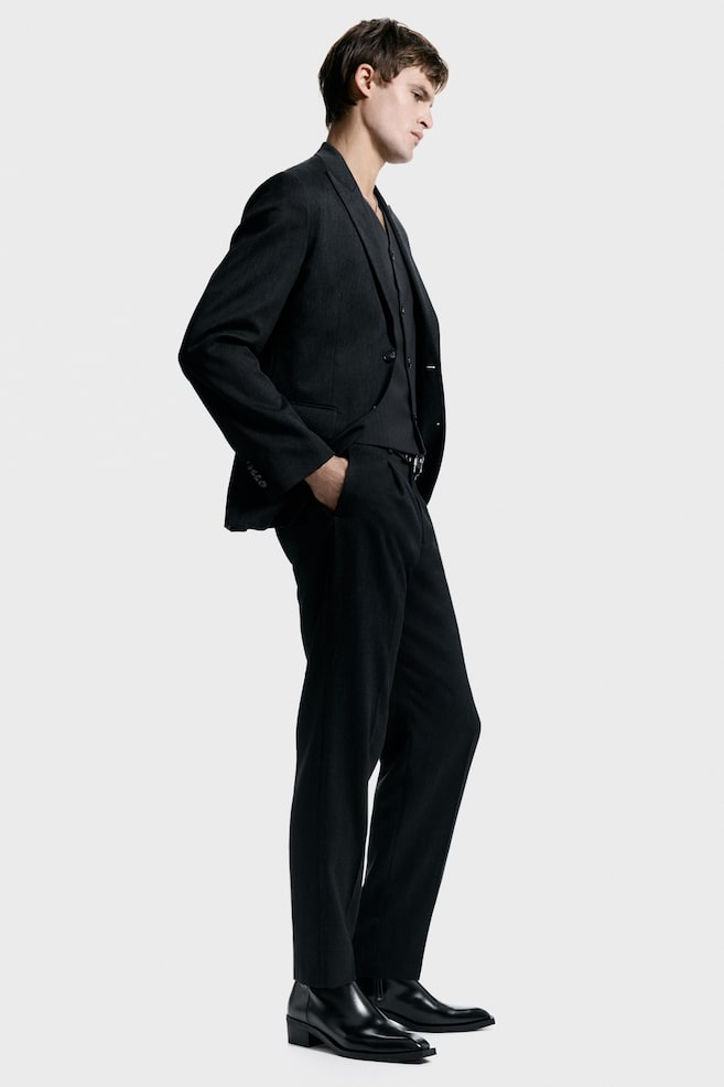 Regular-Fit Suit Pants-Black melange - 6