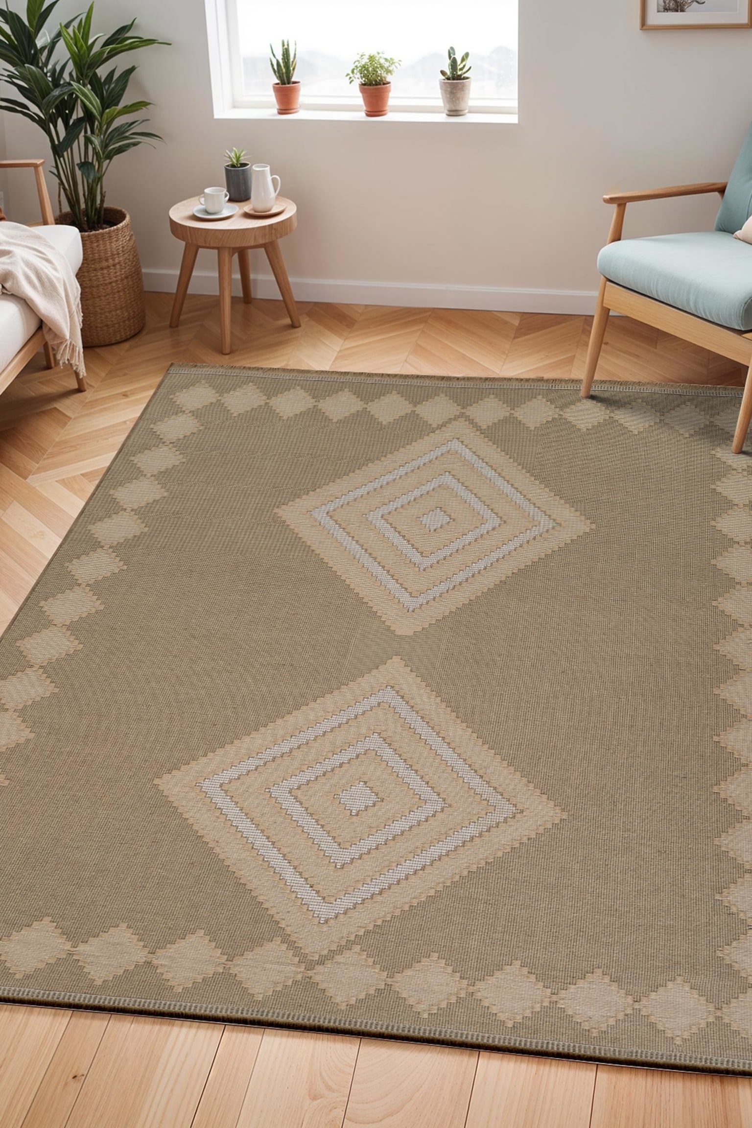 Keyuri Machine Washable Jute Boho Area Rug - Beige, Ivory - 2