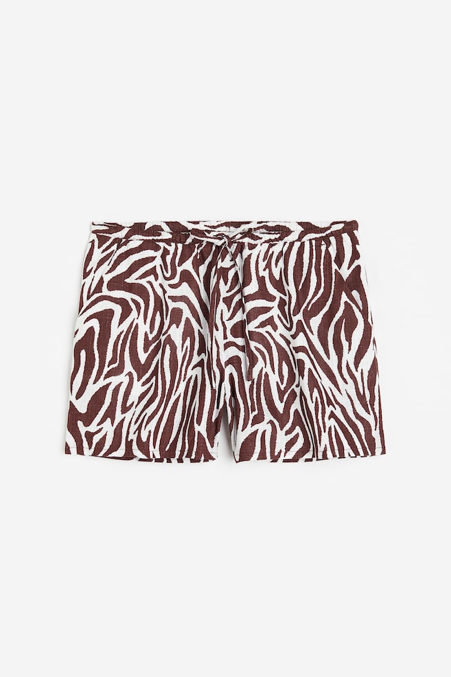 Linen-blend pull-on shorts - Dark brown/Zebra print/Black/Light blue/Light green - 1