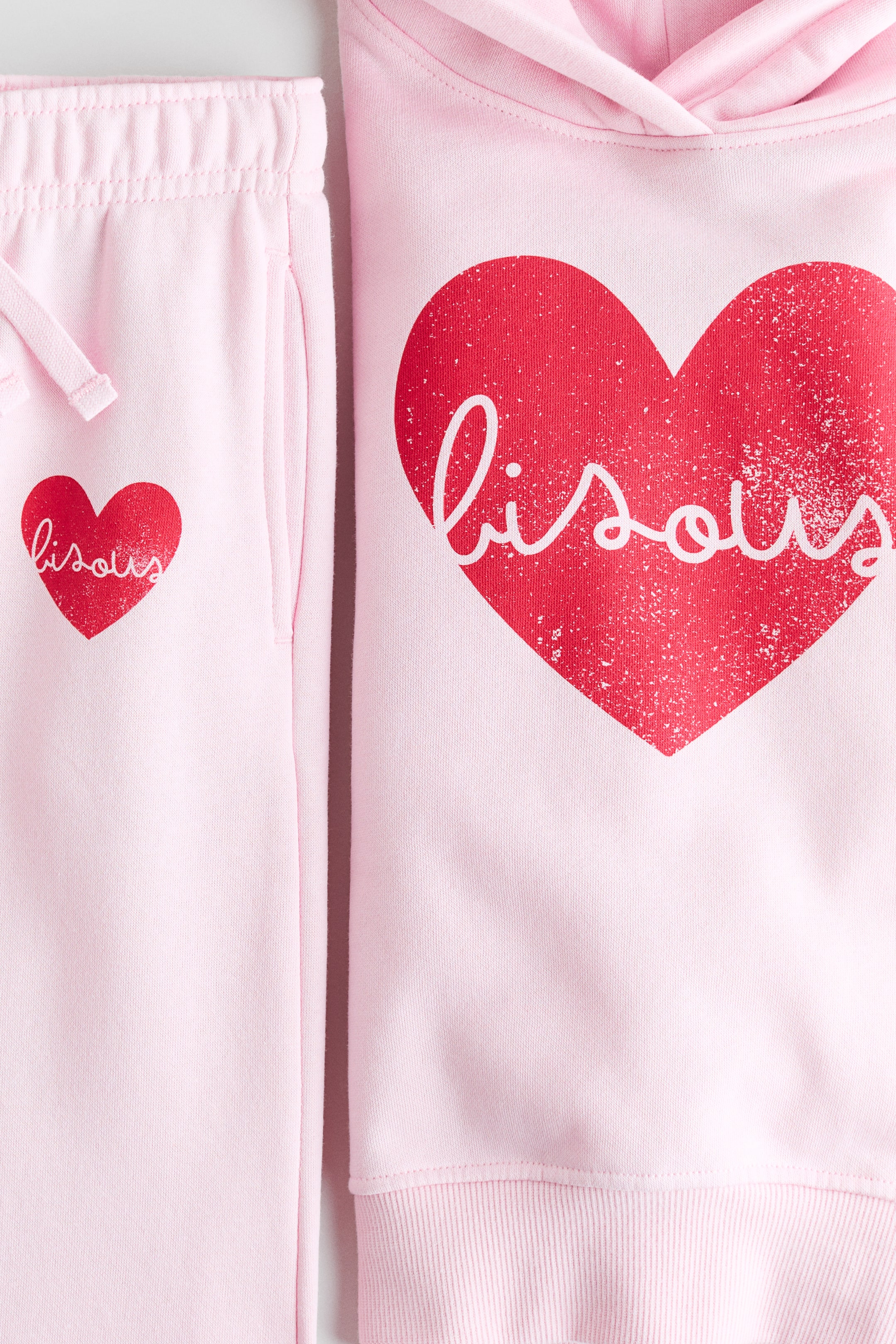 Ampliar la imagen: Conjunto en french terry con diseño - Rosa claro/Corazón - Kids | H&M MX 4