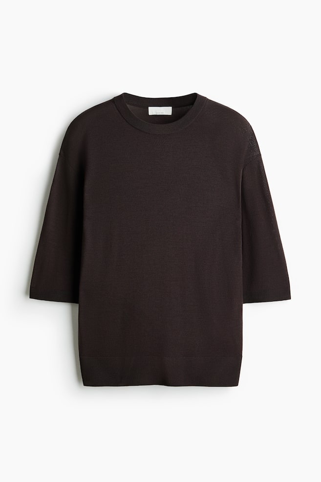 Merino wool T-shirt - Dark brown/Light yellow/Black/Dark mole/Black/Dark grey/Light beige - 1