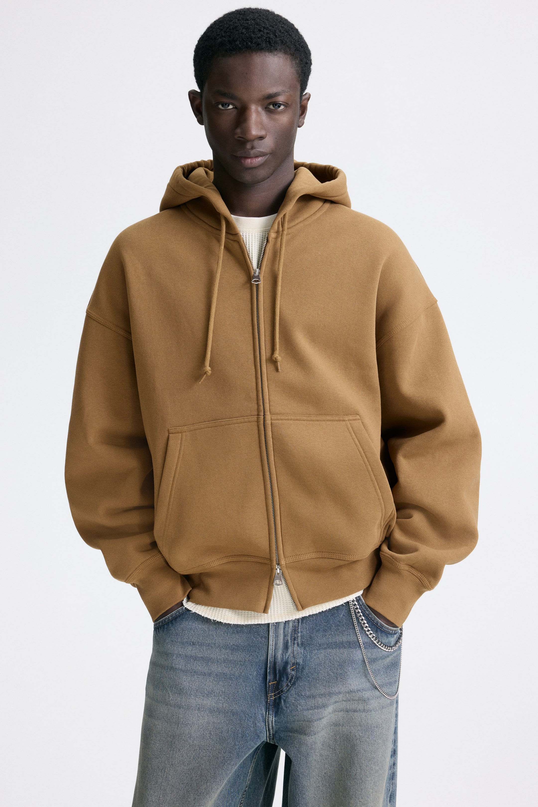 View larger image: Oversized Fit Hooded Jacket - Dark beige - Men | H&M US 3